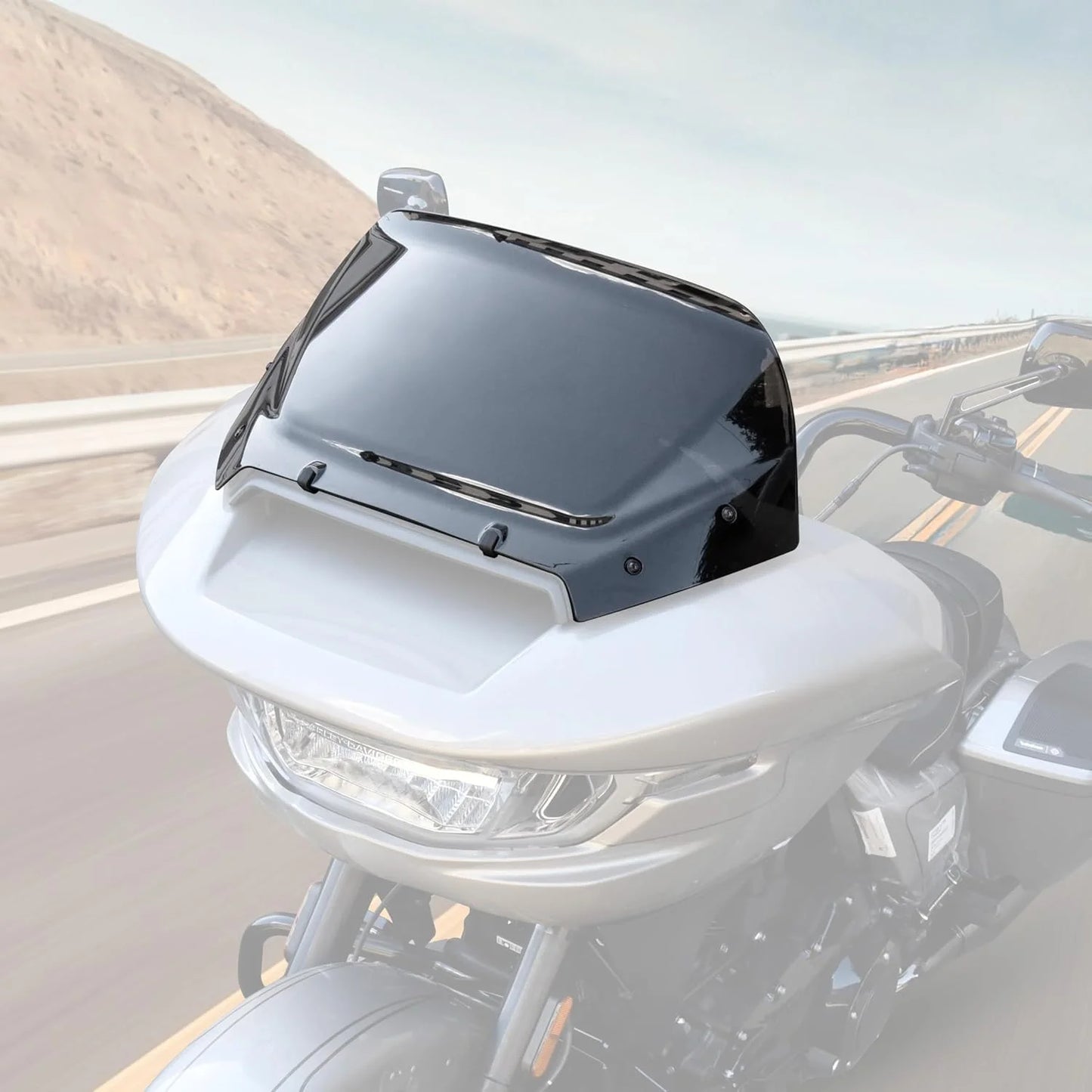 Dark Tinted High-quality materials 10" Windshield for Harley Road Glide CVO 2024, Dark Tinted Wind Shield Windscreen Air Deflector for Harley Davidson Road Glide CVO FLTRXSE 2023-2024 Accessory, Brand New condition - View 1