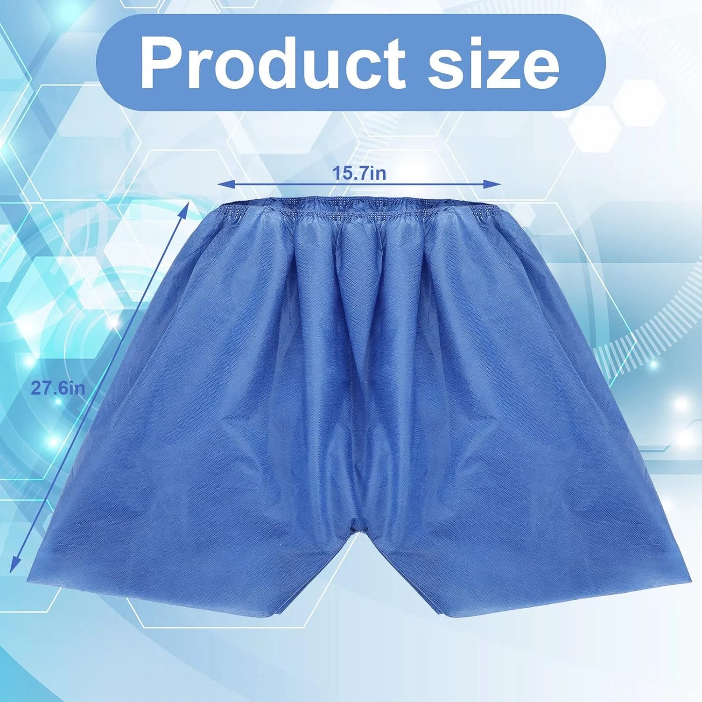 Blue Non-Woven 100 Pcs Disposable Exam Shorts Medical Patient Short Unisex Exam Wear Non Woven with Elastic Waistband Medium Bottoms for Examination Massage Spray Tan Spa(Blue), Brand New condition - View 5