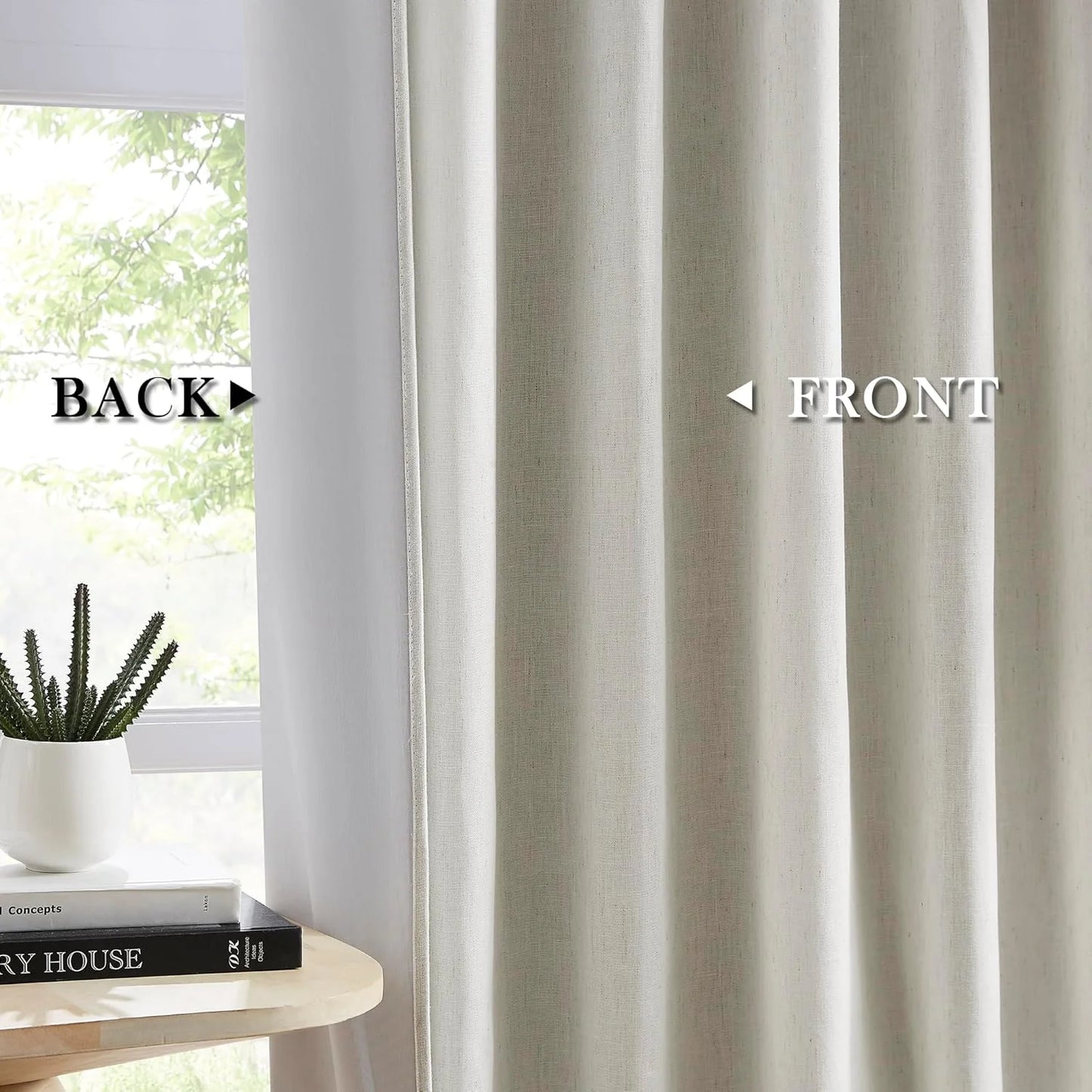 Natural Color/Cream Ivory Linen Blend 104 Inch Blackout Curtains Linen Blend 2 Panels Burg,Pinch Pleated Window Drapes for Track System, Back Tab Heavy Duty Thermal Insulated Curtains with Hooks,Natural Color/Cream Ivory W40 x L104, Brand New condition - View 7