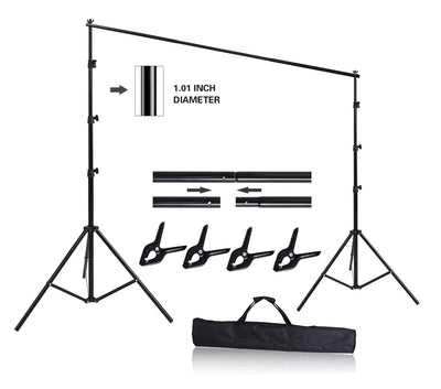 10ft x 8.5ft Adjustable Photography Backdrop Support System Photo Video Studio Muslin Background Stand Kit with Carry Bag