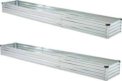 10x2x1ft(2 Pack) Galvanized Raised Garden Bed,Outdoor Planter Box Metal Patio Kit Planting Bed for Vegetables Flowers and Succulents,Silver 10x2x1ft(2 Pack) Silver