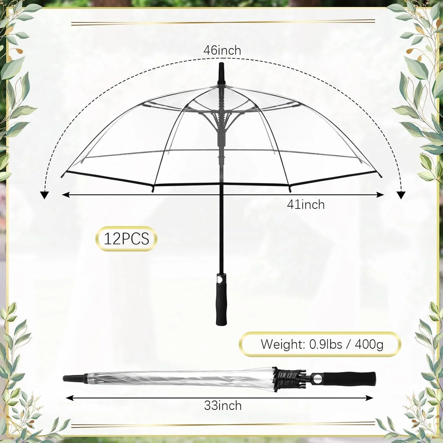 Assorted Polyester, Wood 12 Pcs Wedding Umbrellas Bulk, 41 Inch Wedding Stick Umbrellas with Wooden Handle, Good Condition condition - View 5