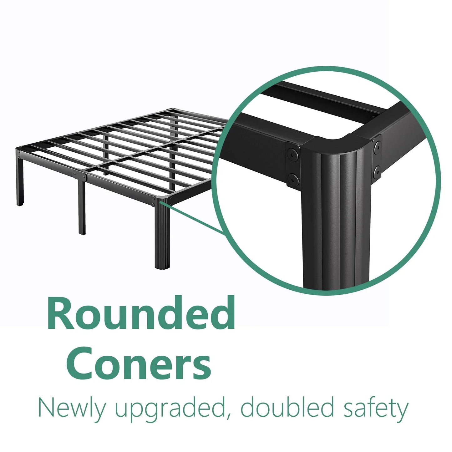 14 Inch High Platform Metal Queen Size Bed Frame - Black - View 10