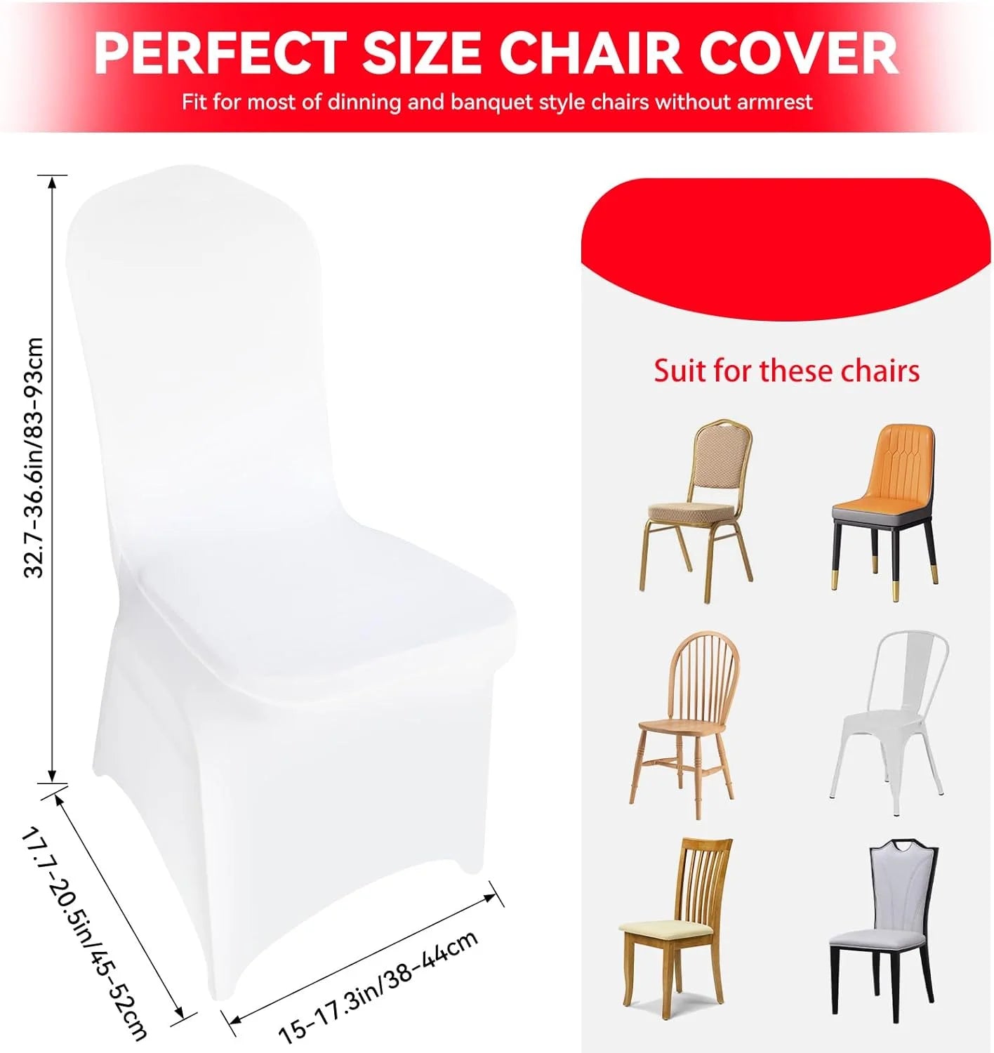 product 150 Pcs White Stretch Chair Covers - Premium Polyester Spandex Slipcovers for Wedding, Party, Banquet, Dining & Event Chairs, Good Condition condition - View 3