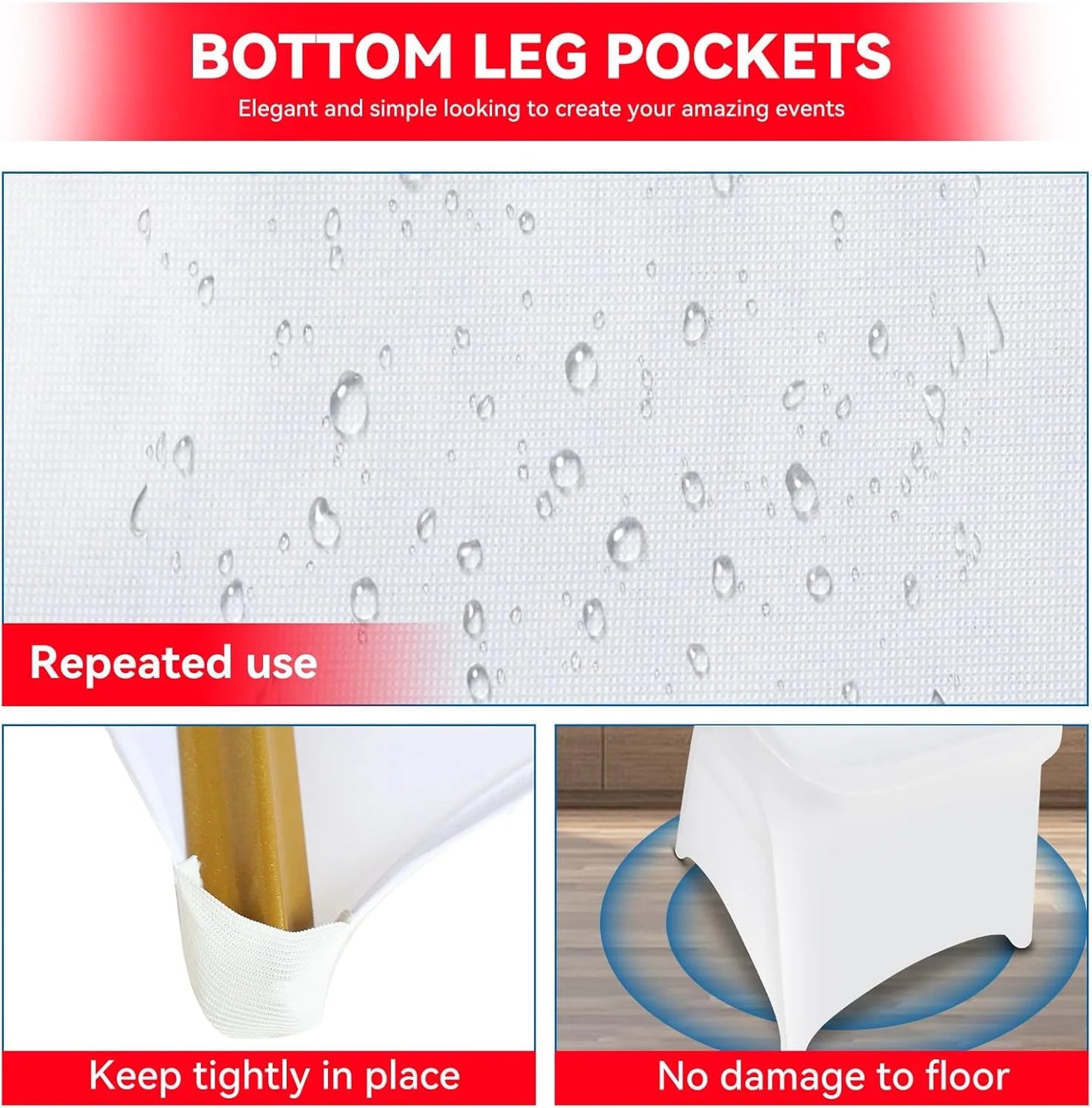 product 150 Pcs White Stretch Chair Covers - Premium Polyester Spandex Slipcovers for Wedding, Party, Banquet, Dining & Event Chairs, Good Condition condition - View 4