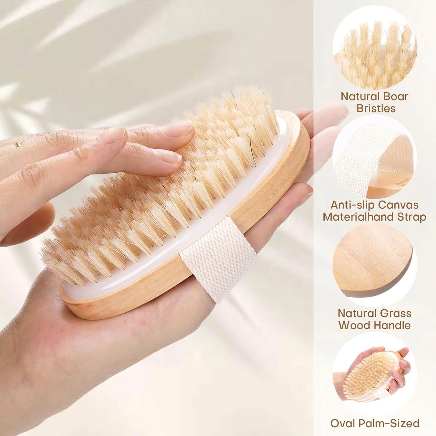 Wood Natural Bristle 2 Pack Dry Brushing Body Brush, Natural Bristle Dry Brush, Exfoliating Body Brush for Lymphatic Drainage, Cellulite Brush for Full Body, Improving Skin Health and Reduces Acne, Good Condition condition - View 4