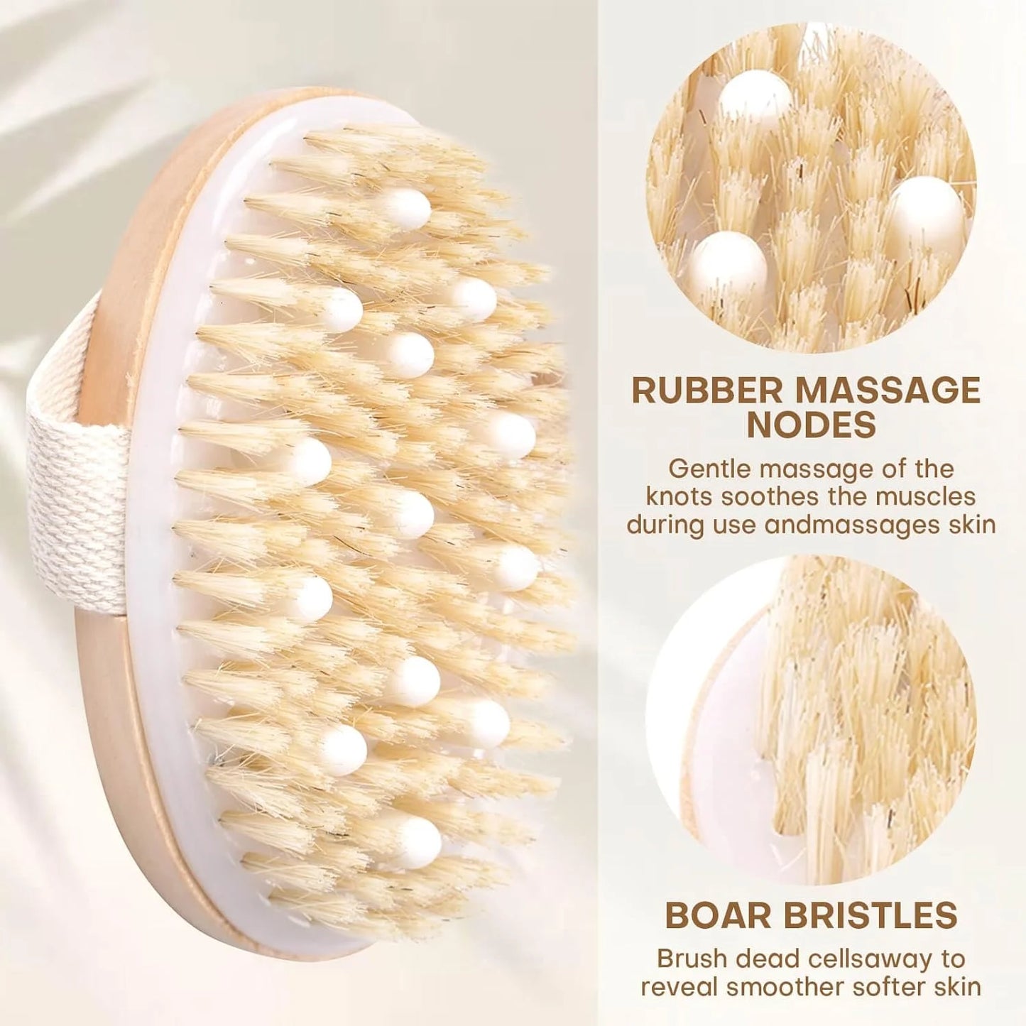 Wood Natural Bristle 2 Pack Dry Brushing Body Brush, Natural Bristle Dry Brush, Exfoliating Body Brush for Lymphatic Drainage, Cellulite Brush for Full Body, Improving Skin Health and Reduces Acne, Good Condition condition - View 6