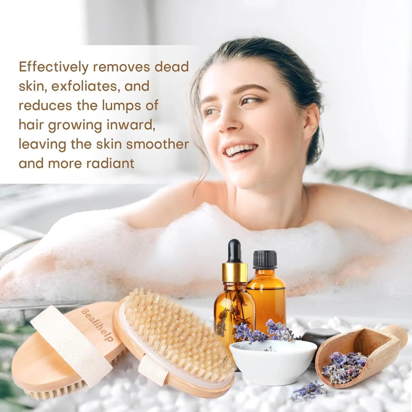 Wood Natural Bristle 2 Pack Dry Brushing Body Brush, Natural Bristle Dry Brush, Exfoliating Body Brush for Lymphatic Drainage, Cellulite Brush for Full Body, Improving Skin Health and Reduces Acne, Good Condition condition - View 8