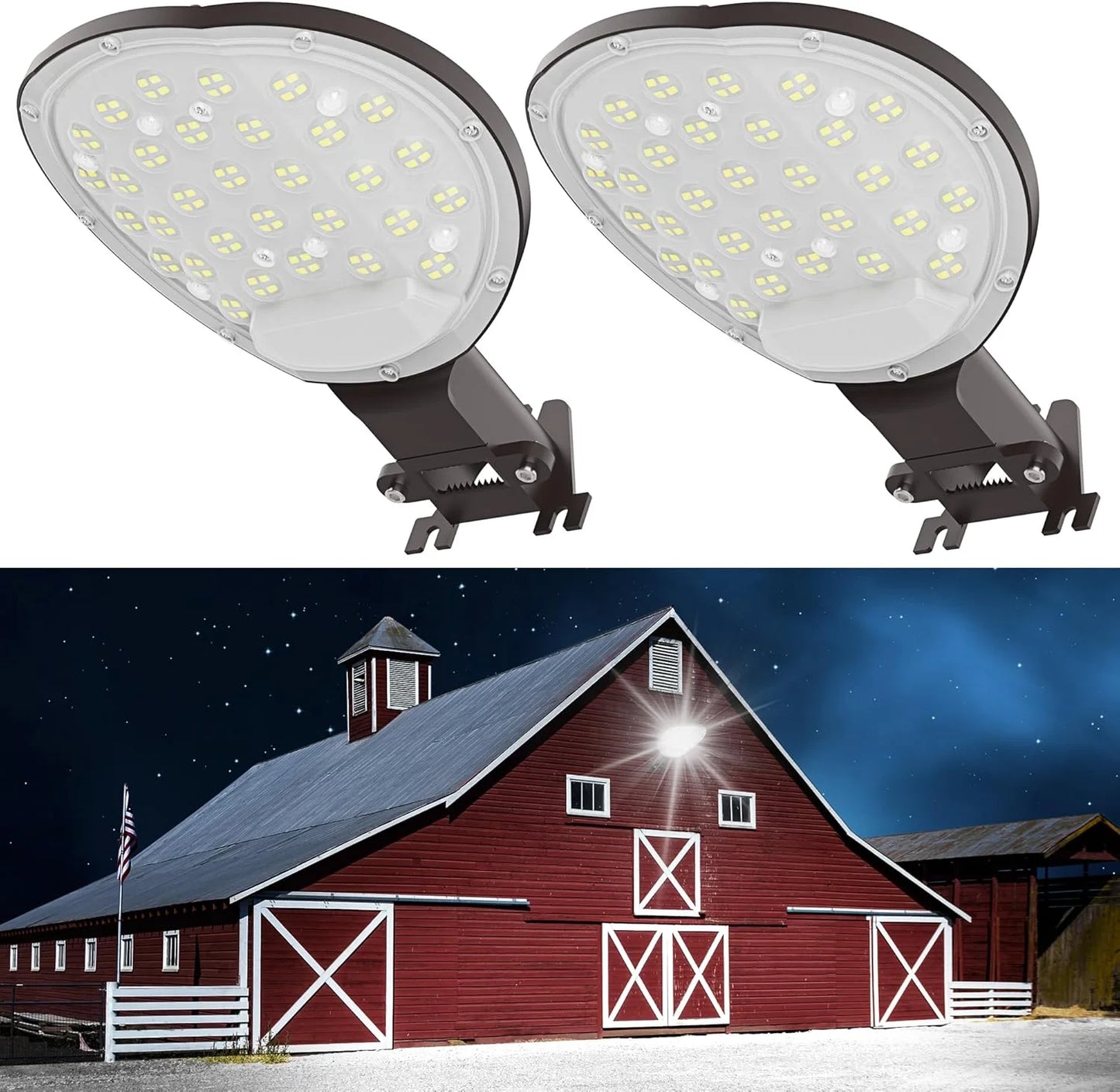 Black Aluminum 2-Pack LED Barn Light 150W, Outdoor Dusk to Dawn Area Lights With Photocell 15000LM 6500K Daylight IP65 Waterproof Street Lights for Farmhouse, Garage, Yard, Warehouse Security Lighting, Brand New condition - View 1