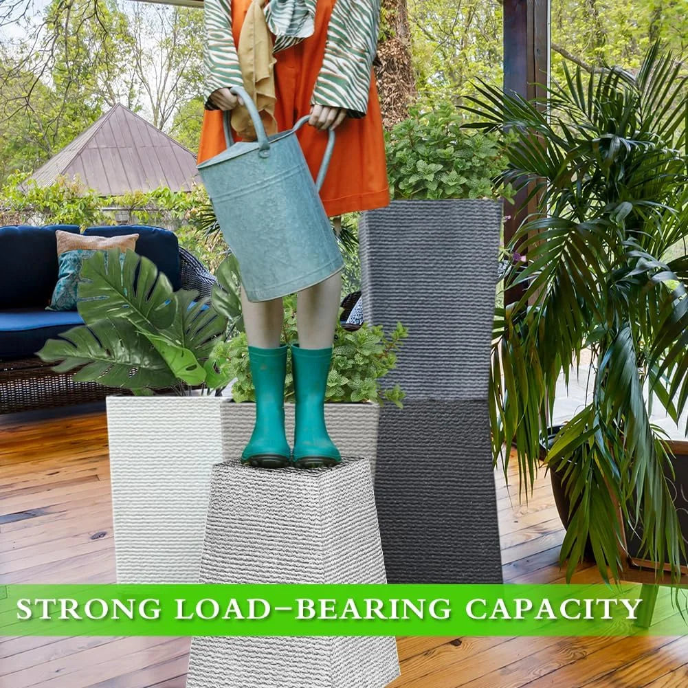 Heavy Duty Plastic Resin Tapered Planter Pots - 2 Pcs Pack - View 7