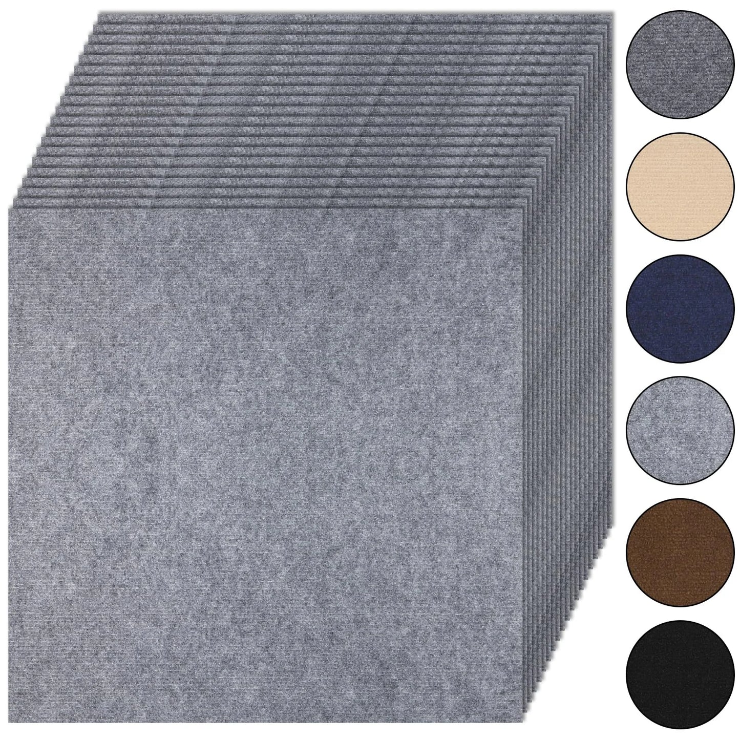 Assorted Carpet 20Pcs Carpet Tiles Peel and Stick 24”x 24” Non-Slip Self Adhesive Squares Carpet Floor Tile Reusable Waterproof Carpet for Living Room Bedroom, Good Condition condition - View 1