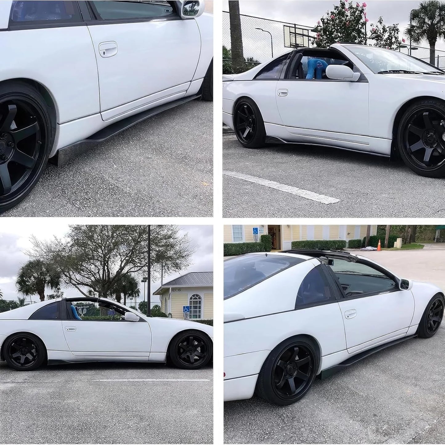 Black Composite 2PCS Universal Car Side Skirts, 86.6" Side Skirts Extension Splitter Lip, Car Rocker Panels Side Skirt Body Kit, Compatible with Honda Civic Toyota Corolla Nissan Altima VW Chevrolet Camaro, Good Condition condition - View 4