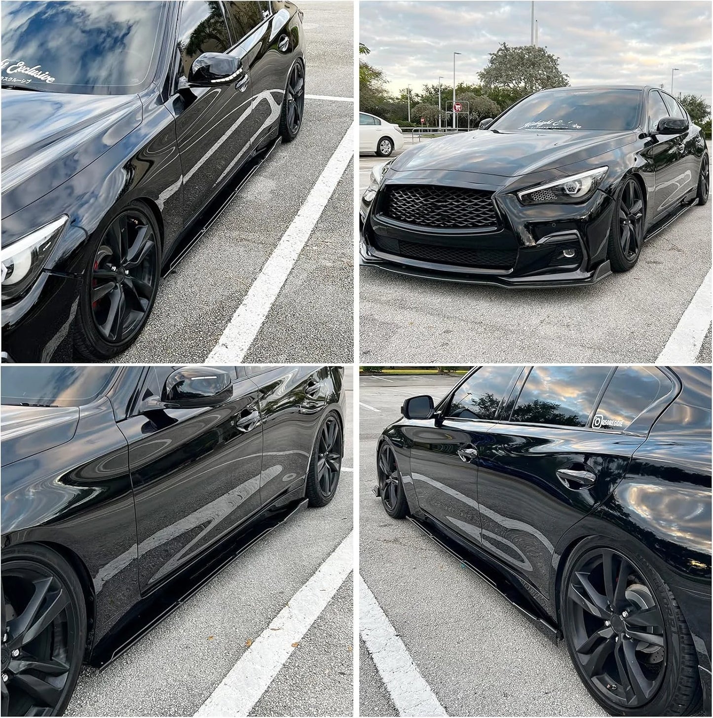 Black Composite 2PCS Universal Car Side Skirts, 86.6" Side Skirts Extension Splitter Lip, Car Rocker Panels Side Skirt Body Kit, Compatible with Honda Civic Toyota Corolla Nissan Altima VW Chevrolet Camaro, Good Condition condition - View 5