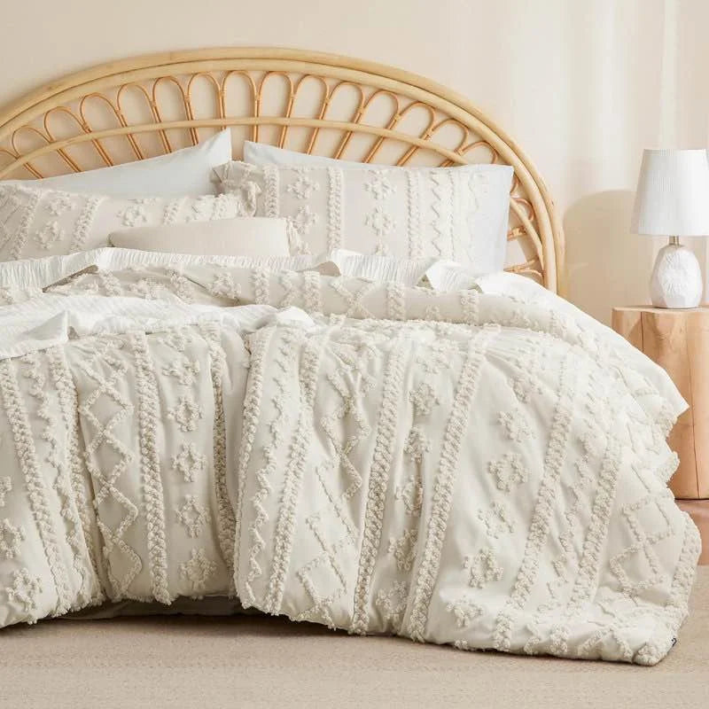 Multi-color Jacquard 3-Piece Folky Tufted Boho Jacquard Elegant Comforter Set, As Is condition - View 1