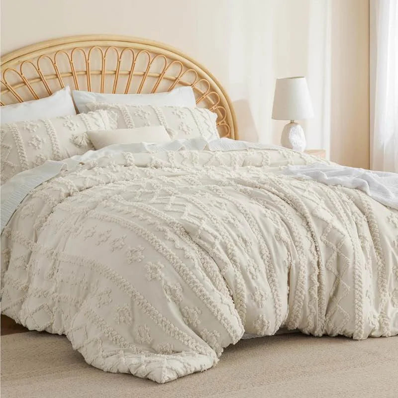 Multi-color Jacquard 3-Piece Folky Tufted Boho Jacquard Elegant Comforter Set, As Is condition - View 2