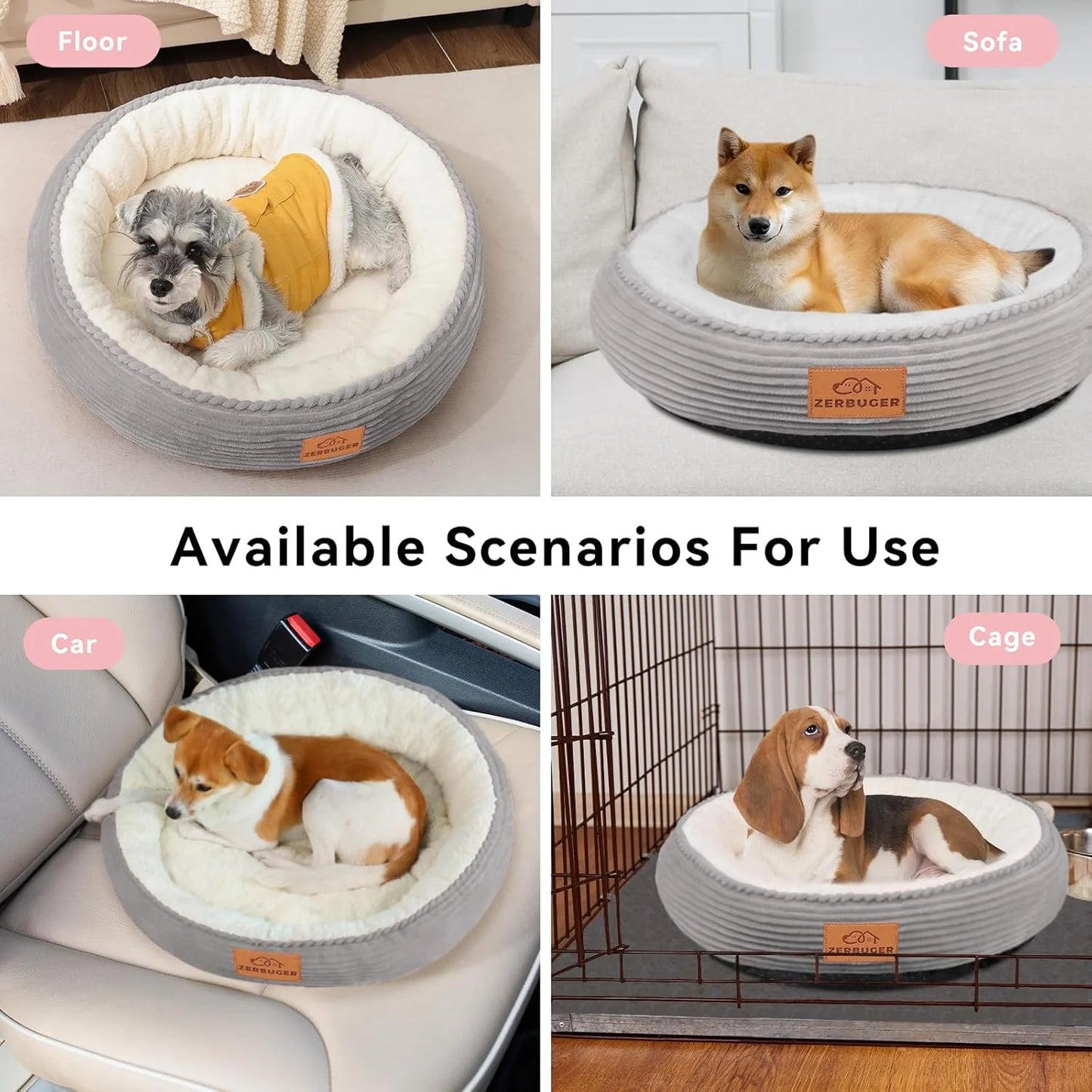Light Grey Foam 30in Dog Bed Sofa for Small/Medium/Large Dogs, Machine Washable Supportive Foam Pet Couch with Washable Removable Mat and Non-Slip Bottom, Pet Cuddler for Indoor/Outdoor/Car/Cage, Light Grey, Good Condition condition - View 7