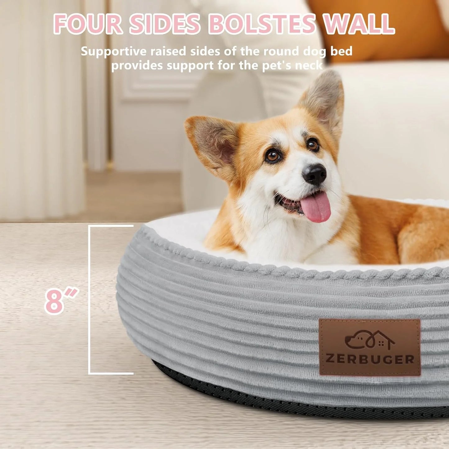 Light Grey Foam 30in Dog Bed Sofa for Small/Medium/Large Dogs, Machine Washable Supportive Foam Pet Couch with Washable Removable Mat and Non-Slip Bottom, Pet Cuddler for Indoor/Outdoor/Car/Cage, Light Grey, Good Condition condition - View 8