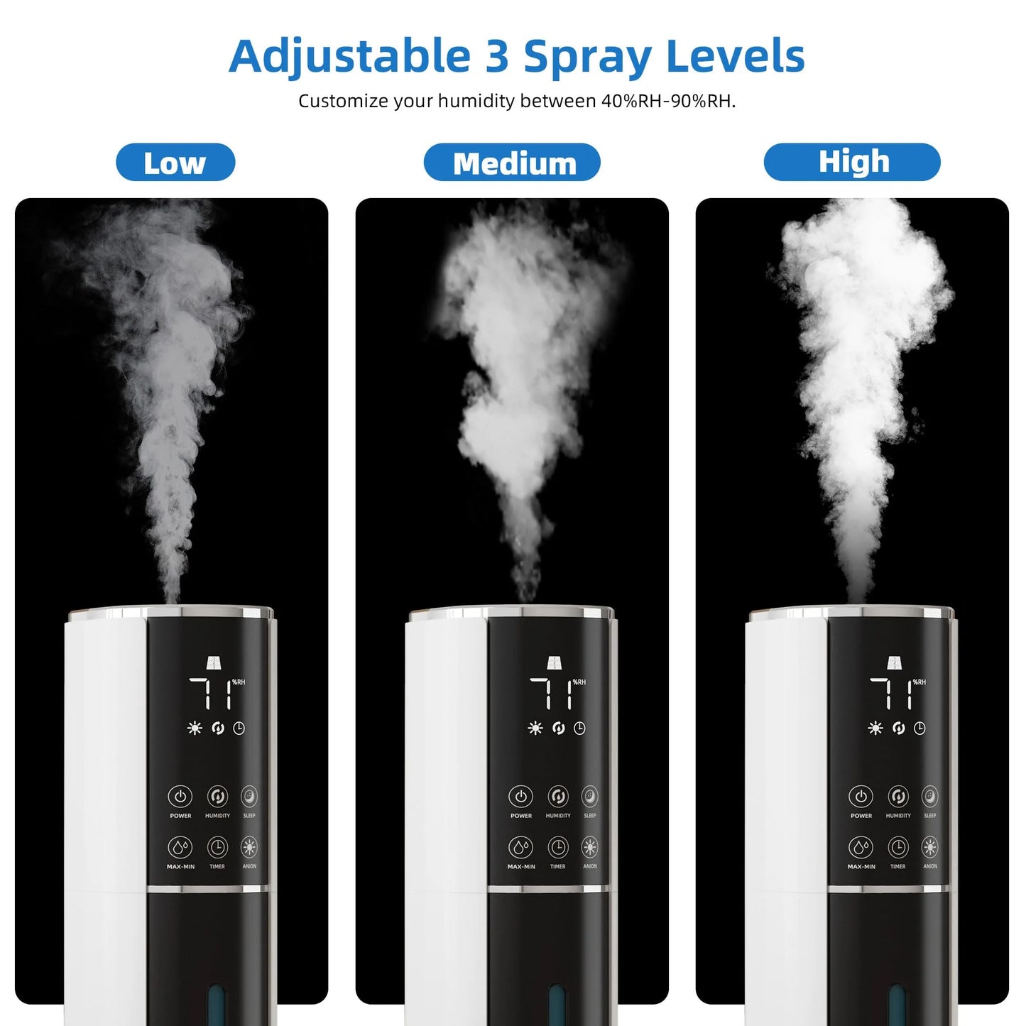 product 9L/2.5Gal Humidifiers For Bedroom Large Room, Cool Mist Top Fill With Essential Oil Diffuser, 3 Mist Speed, 360°Nozzle, Timer, Remote Control, 35dB Quiet Humidifier For Nursery Baby Home, Good Condition condition - View 5