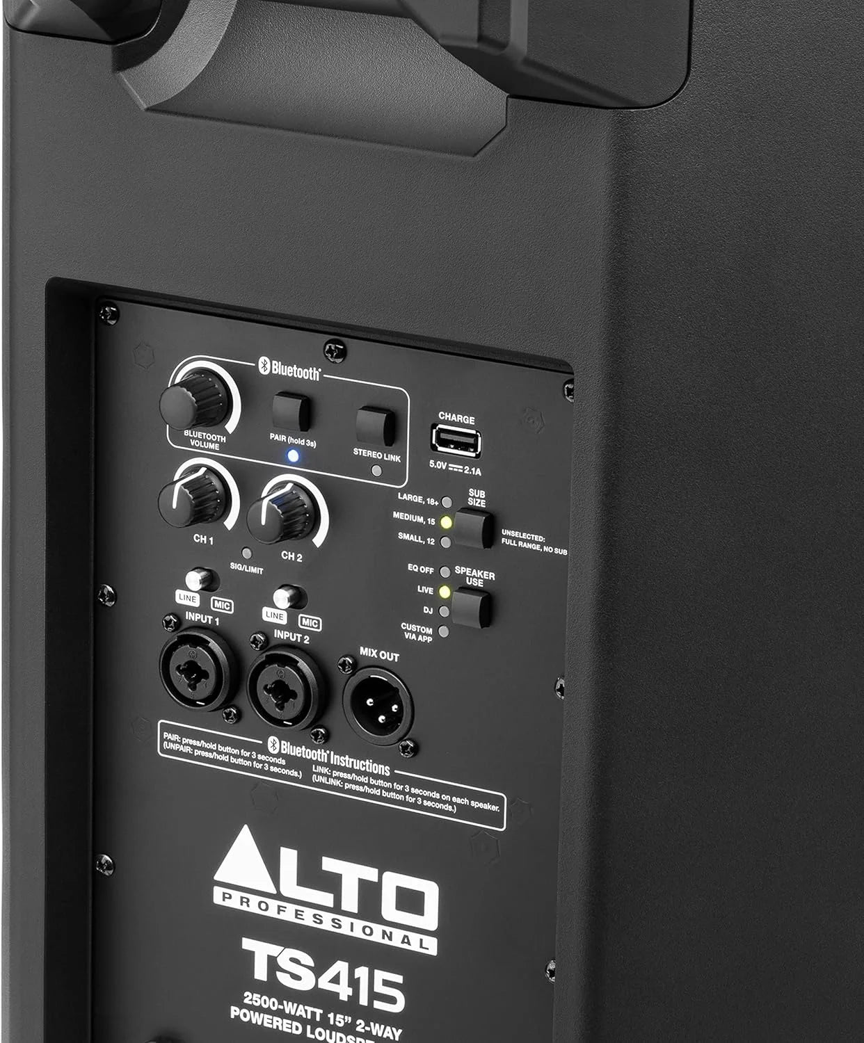 Black Mixed Alto Professional TS415 - 2500W 15" Powered PA Speaker with 3 Channel Mixer, Bluetooth Streaming, Wireless Loudspeaker linking, DSP and Alto App, Good Condition condition - View 16