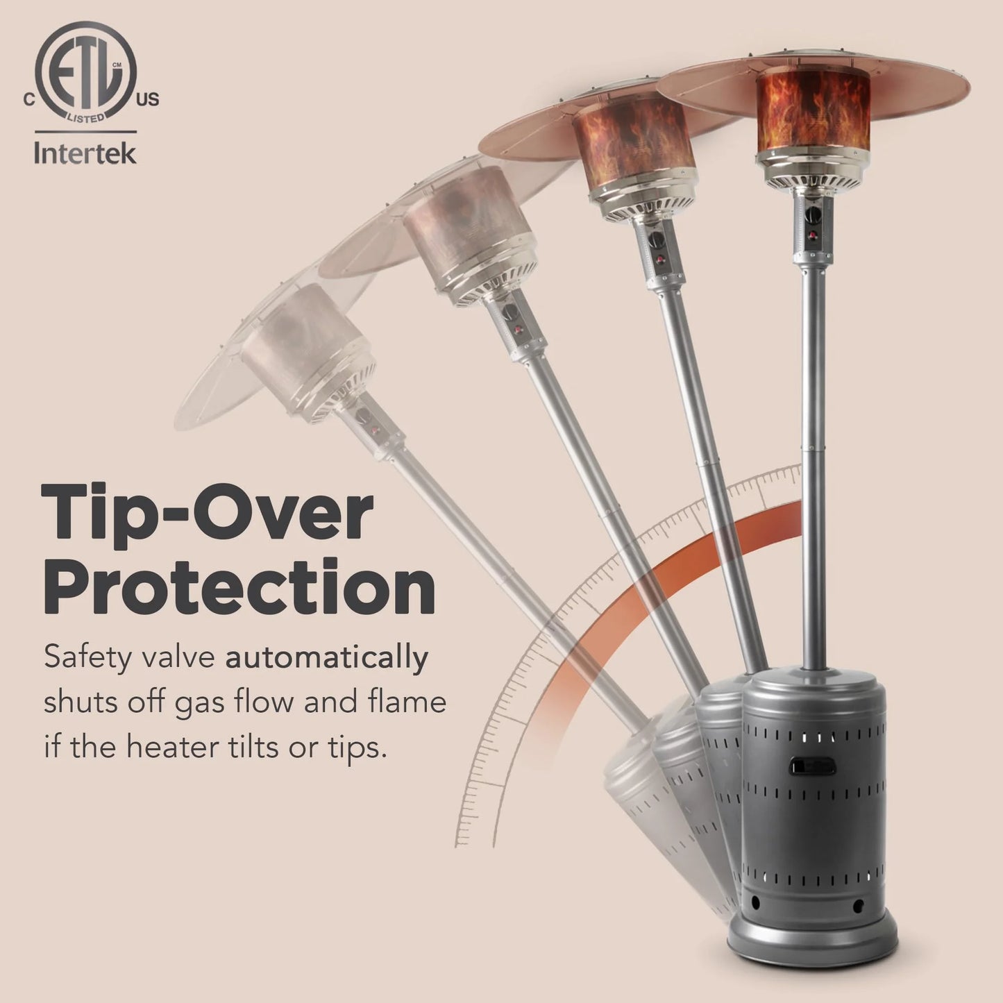 Amazon Basics 46,000 BTU Outdoor Propane Patio Heater with Wheels, Slate Gray - View 9