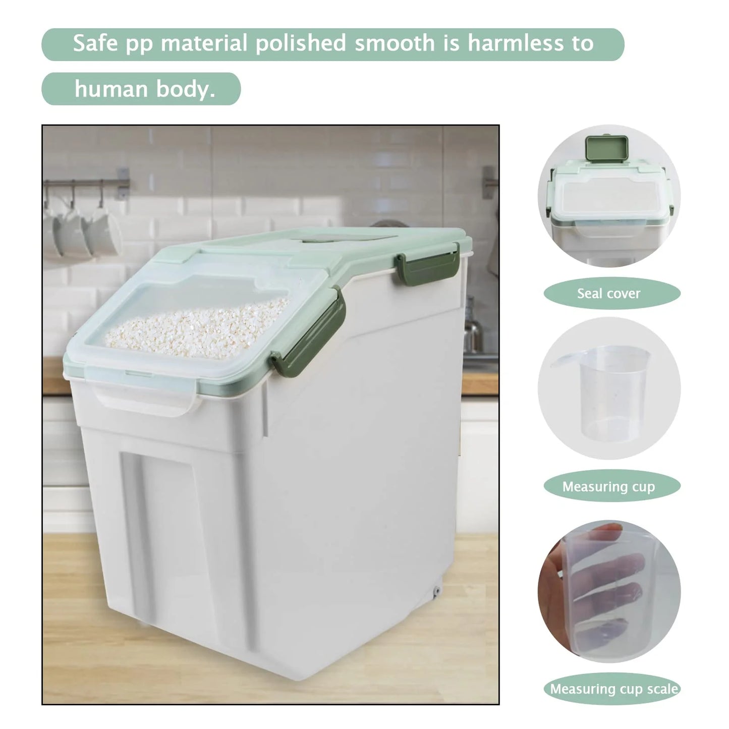 AnRui Dog Food Storage Container with Scoop in Green - View 8