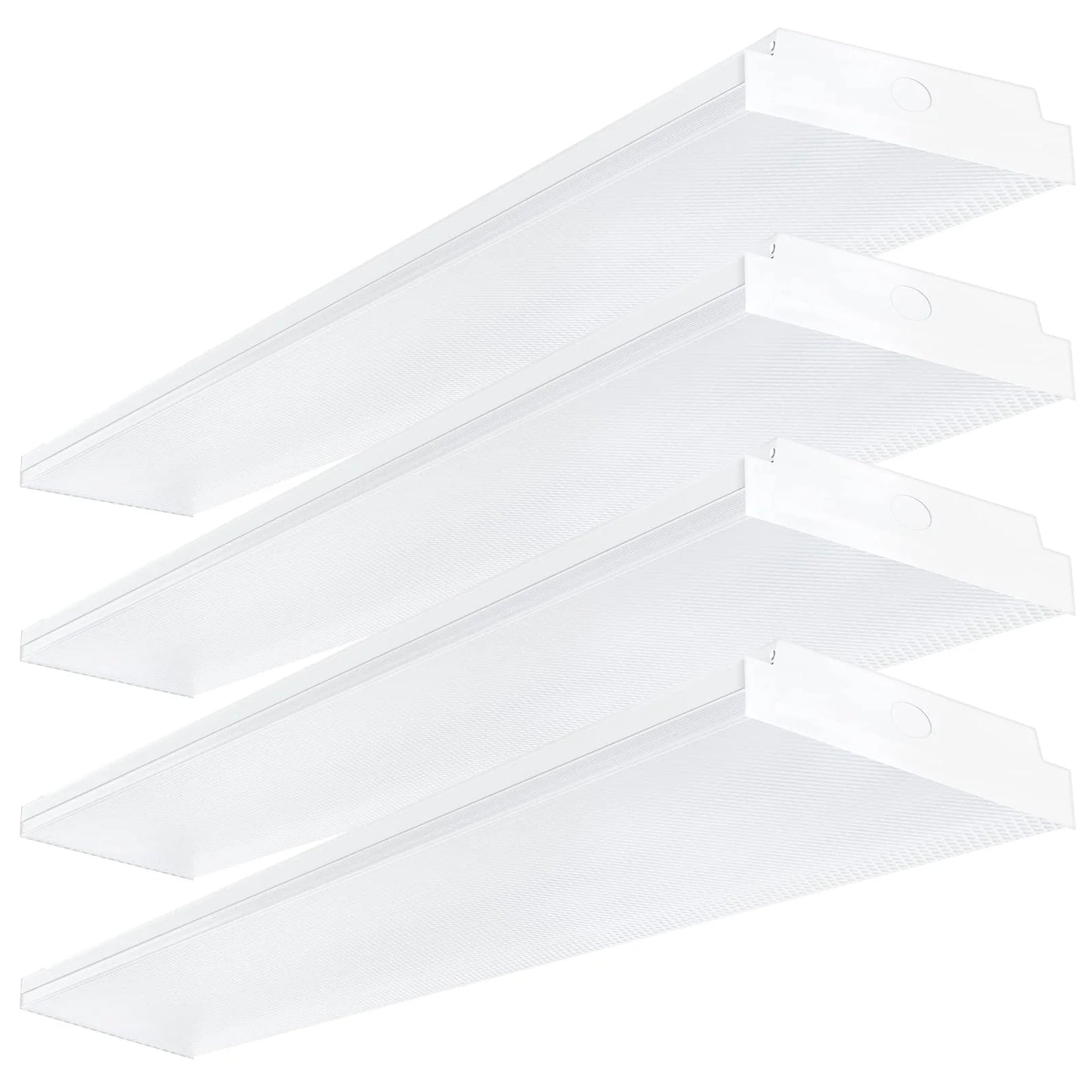 White LED ANTLUX 4FT LED Wraparound 40W Shop Lights for Garage, 4400lm, 4000K, 4 Foot Crystal LED Wrap Light, 48 Inch Integrated Linear Strip Flush Mount Office Workshop Ceiling Lighting Fixture, 4 Pack, Good Condition condition - View 1