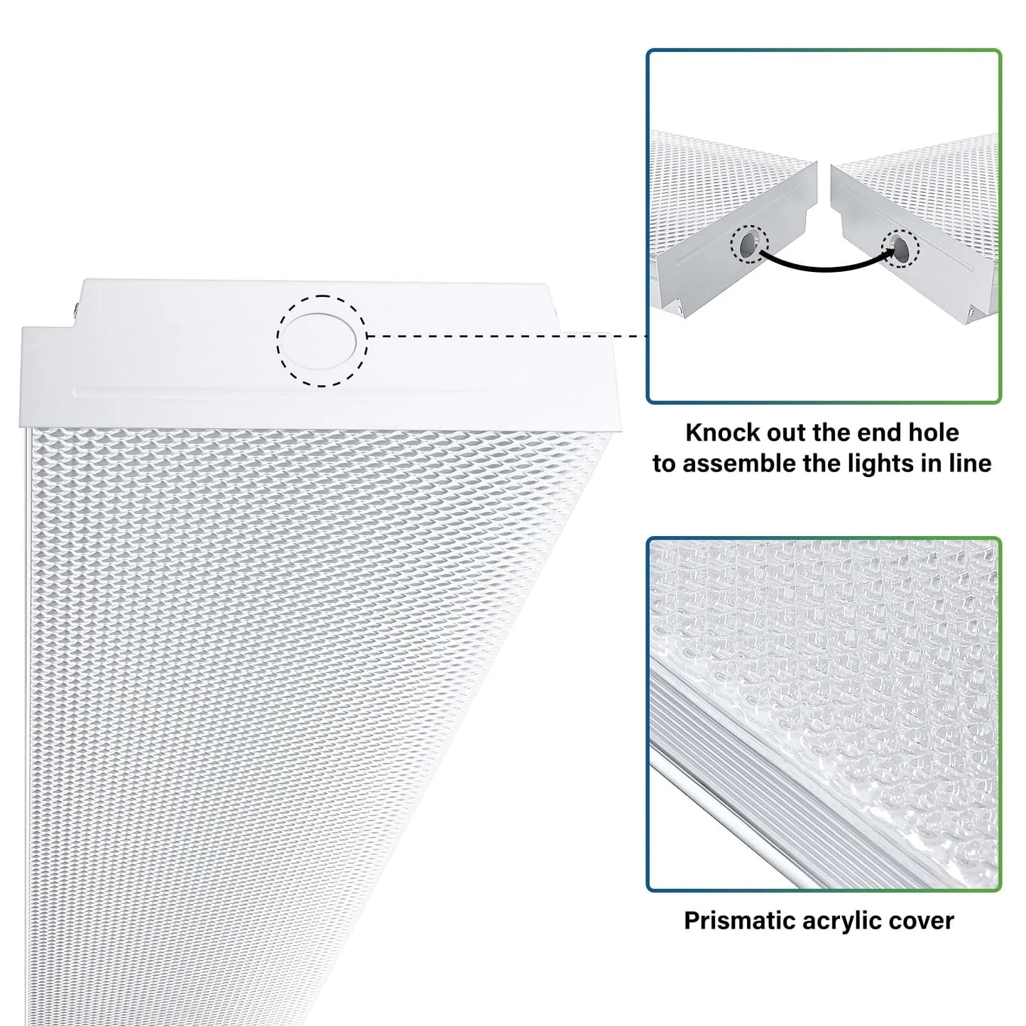 White LED ANTLUX 4FT LED Wraparound 40W Shop Lights for Garage, 4400lm, 4000K, 4 Foot Crystal LED Wrap Light, 48 Inch Integrated Linear Strip Flush Mount Office Workshop Ceiling Lighting Fixture, 4 Pack, Good Condition condition - View 2
