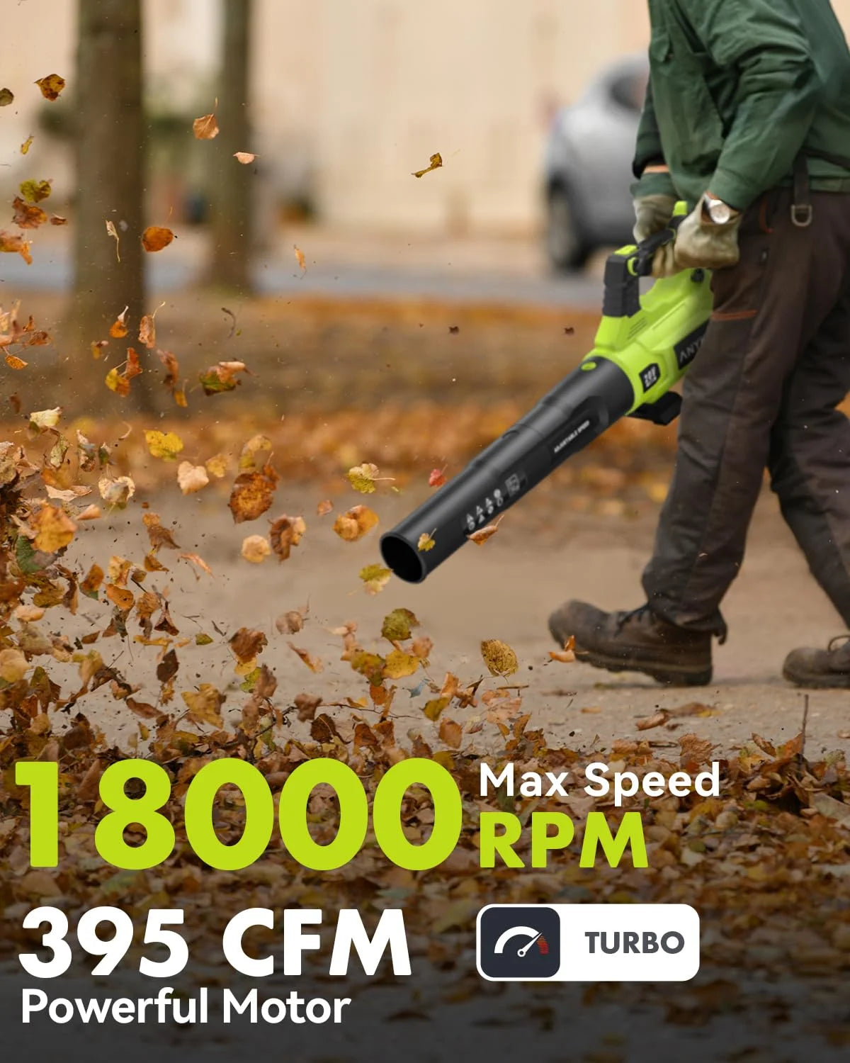 Green Plastic/Metal AnyKit Cordless Leaf Blower, Electric Leaf Blower with Battery and Charger, 20V Leaf Blower Cordless, Variable Speed & Turbo Mode, Handheld Blower for Yards/Patios/Driveways(Green), Good Condition condition - View 3