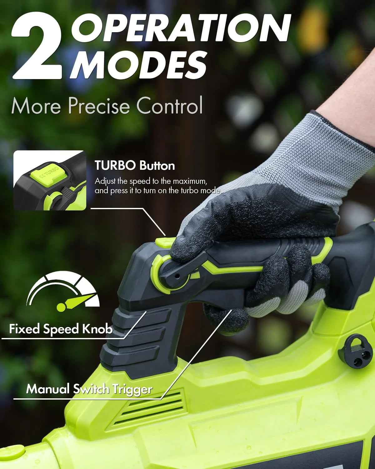 Green Plastic/Metal AnyKit Cordless Leaf Blower, Electric Leaf Blower with Battery and Charger, 20V Leaf Blower Cordless, Variable Speed & Turbo Mode, Handheld Blower for Yards/Patios/Driveways(Green), Good Condition condition - View 4