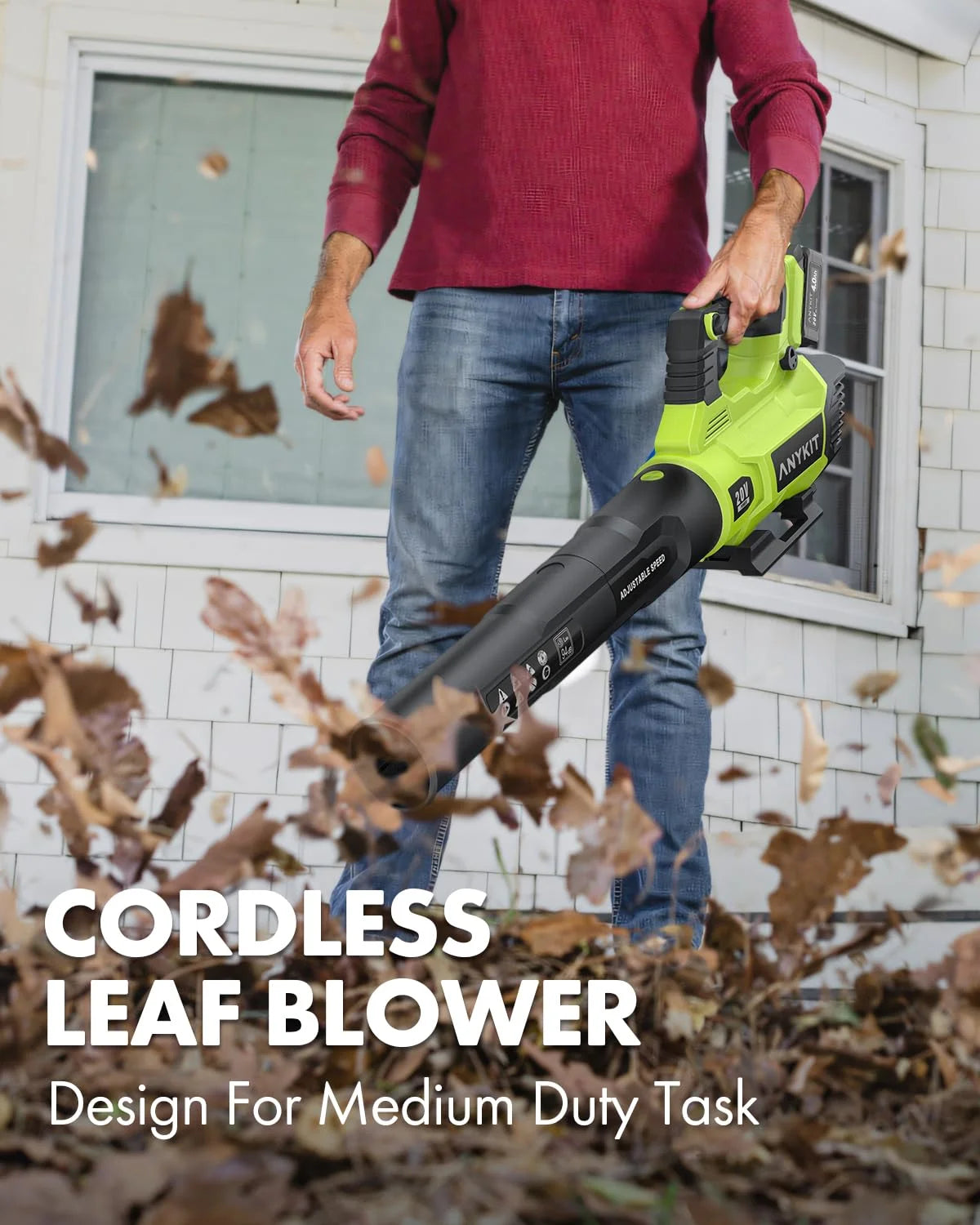 Green Plastic/Metal AnyKit Cordless Leaf Blower, Electric Leaf Blower with Battery and Charger, 20V Leaf Blower Cordless, Variable Speed & Turbo Mode, Handheld Blower for Yards/Patios/Driveways(Green), Good Condition condition - View 8