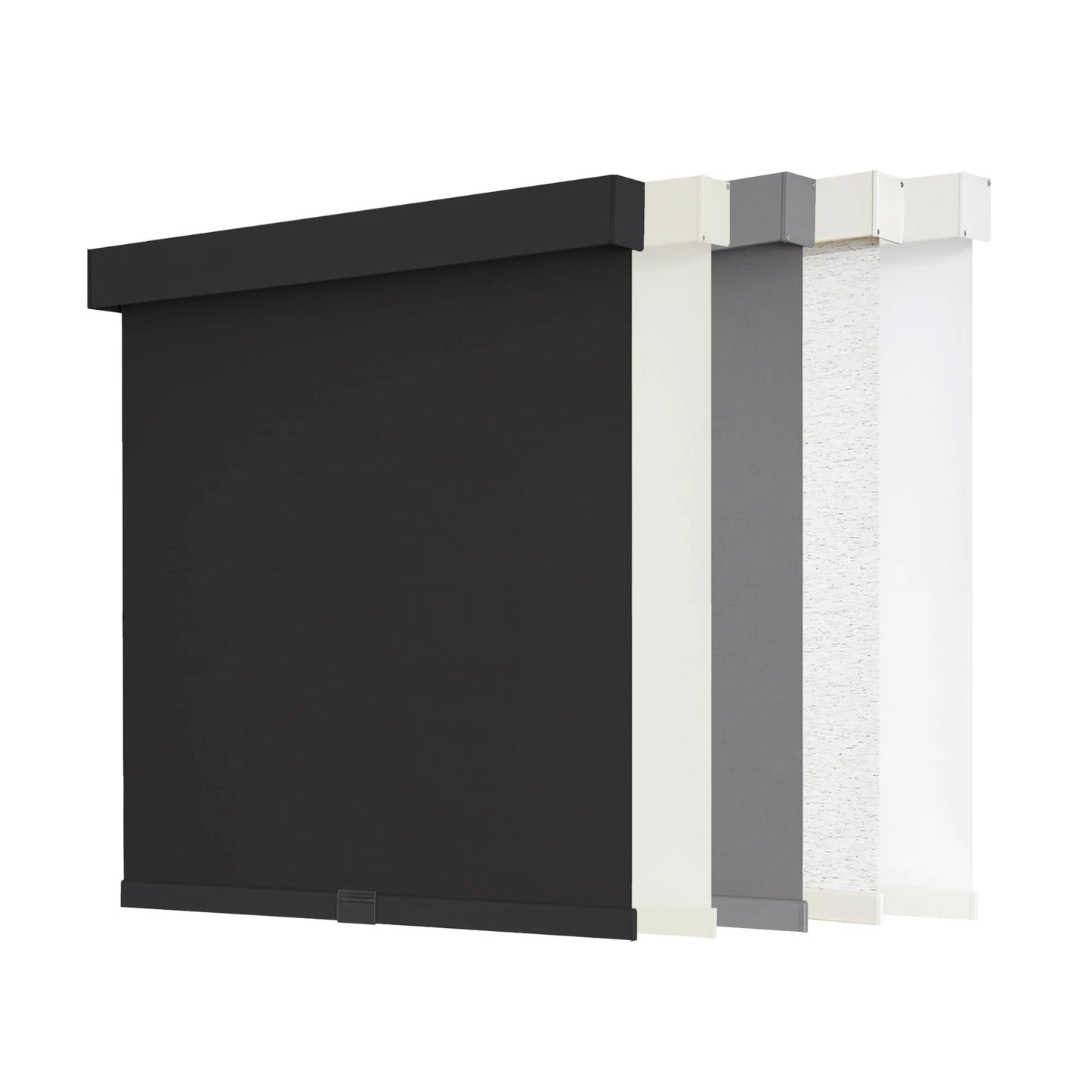Black Woven Fabric AOSKY 100% Blackout Roller Shades Cordless Blinds for Windows, Free-Stop Shades with Valance, Thermal Insulated Fabric, UV Protection, Natural Woven Blinds for Home and Office (23" W x 72" H, Black), Good Condition condition - View 1