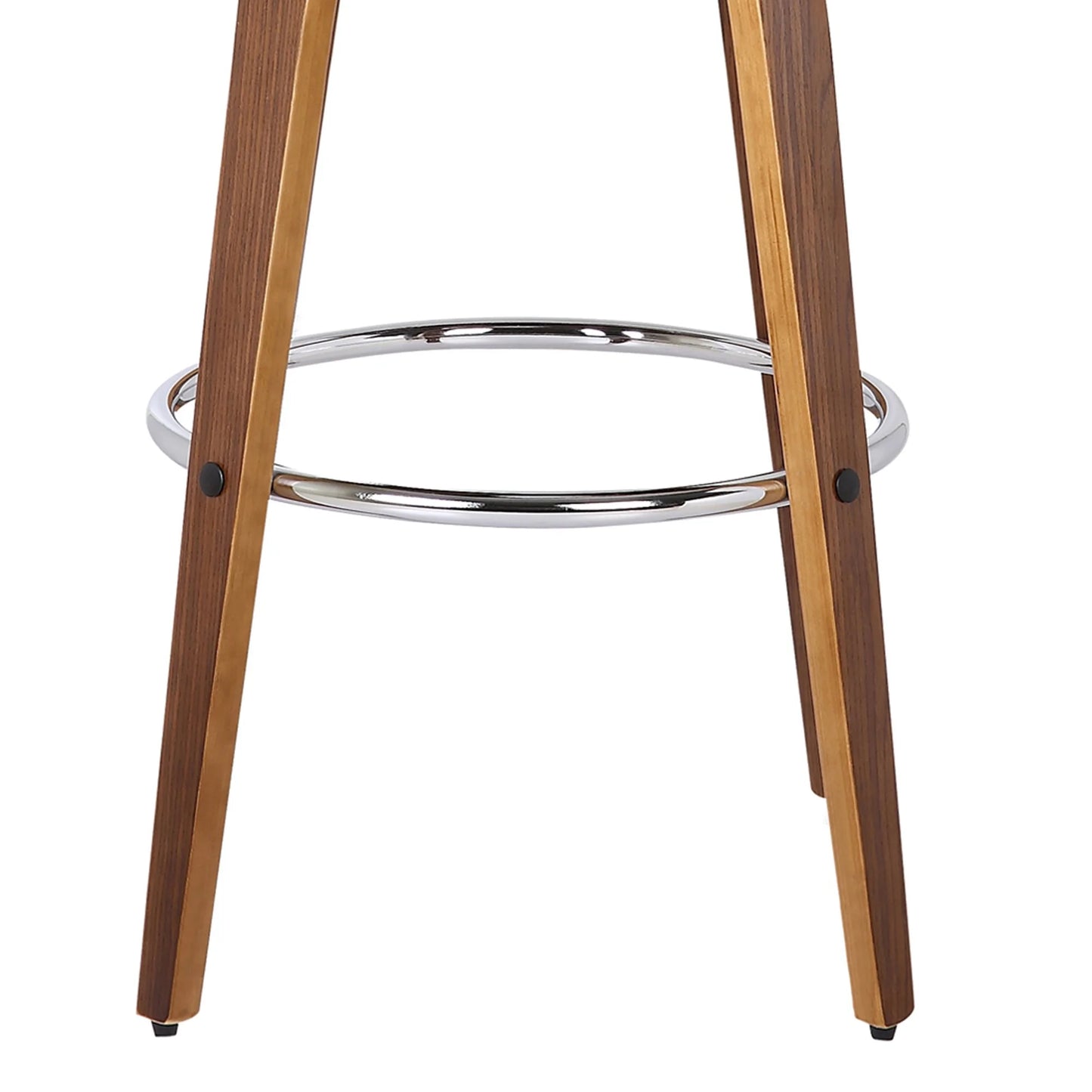 Brown, Walnut Faux Leather, Walnut Wood Armen Living Shelly 26" Seat Height Mid Century Modern Swivel Bar Stool for Kitchen Island Counter in Brown Faux Leather and Walnut Wood, Good Condition condition - View 11