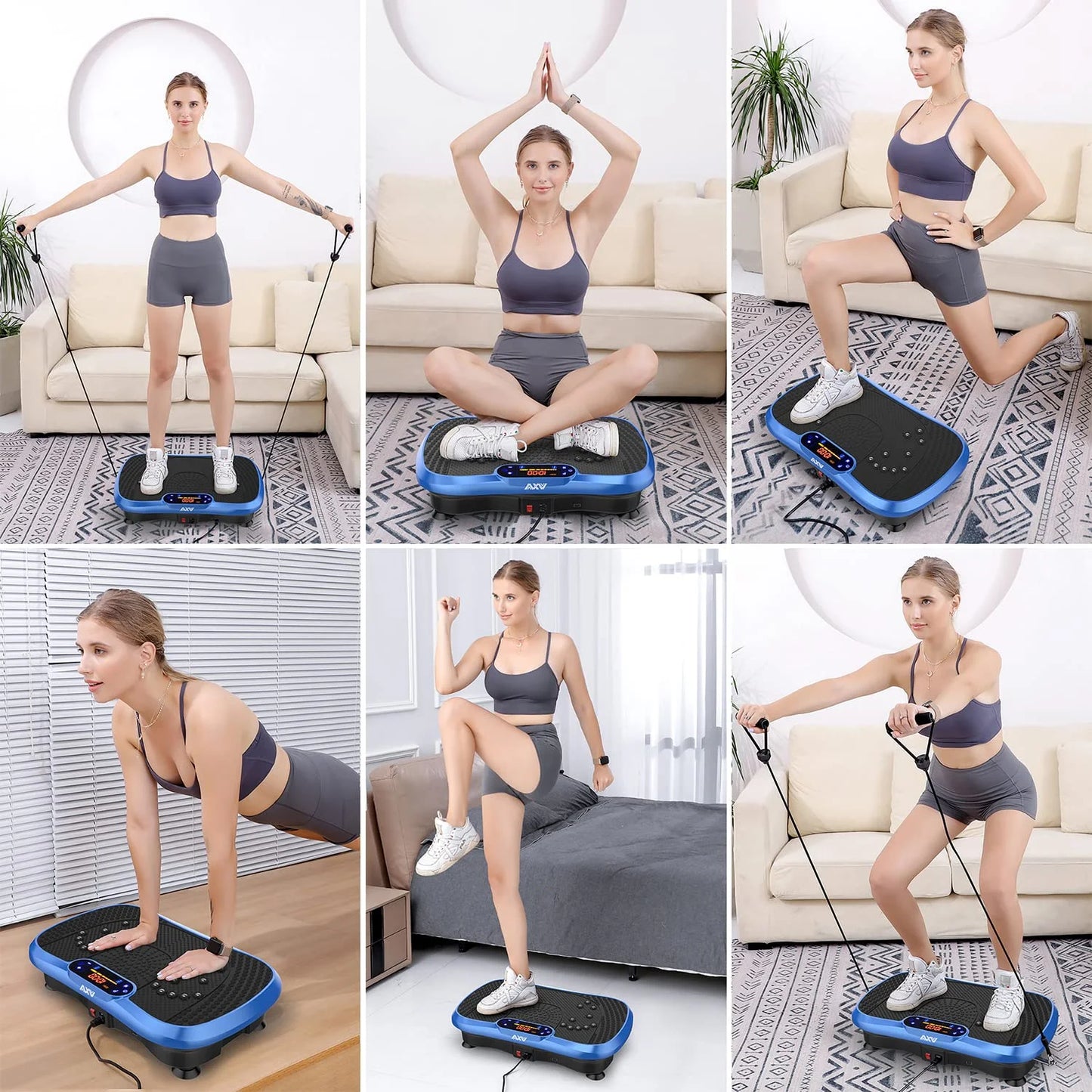Black Durable AXV Vibration Plate Fitness Platform Exercise Machine Vibrating Lymphatic Drainage Shaking Full Body Shaker Workout Vibrate Stand Shake Board Sport Gym for Weight Loss Fat Burner for Women Men, Good Condition condition - View 11