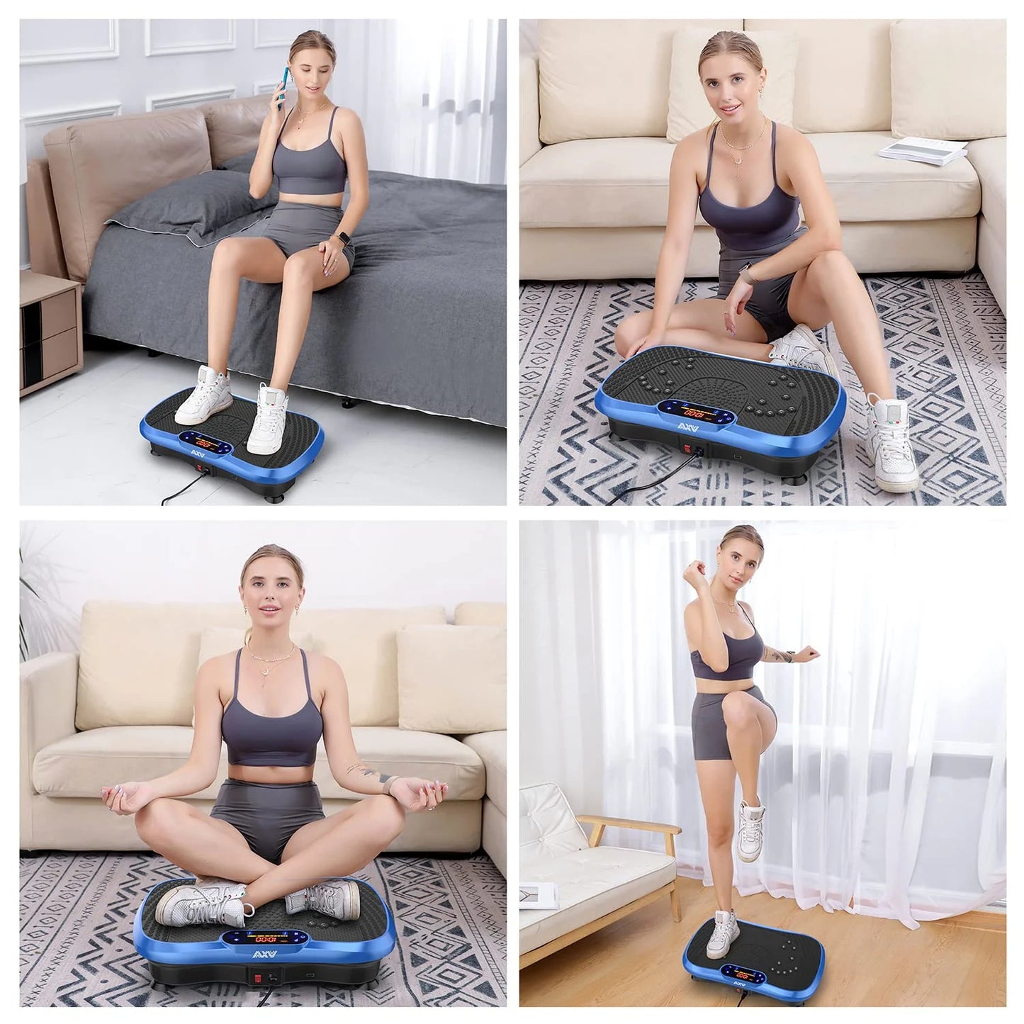 Black Durable AXV Vibration Plate Fitness Platform Exercise Machine Vibrating Lymphatic Drainage Shaking Full Body Shaker Workout Vibrate Stand Shake Board Sport Gym for Weight Loss Fat Burner for Women Men, Good Condition condition - View 12
