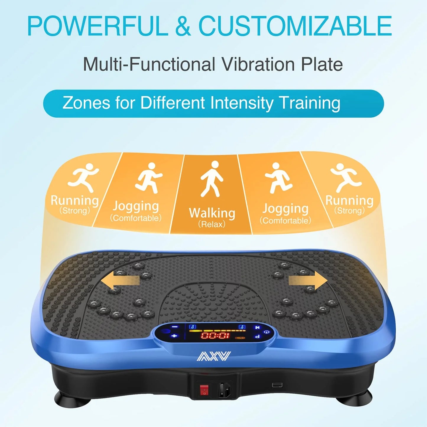 Black Durable AXV Vibration Plate Fitness Platform Exercise Machine Vibrating Lymphatic Drainage Shaking Full Body Shaker Workout Vibrate Stand Shake Board Sport Gym for Weight Loss Fat Burner for Women Men, Good Condition condition - View 6