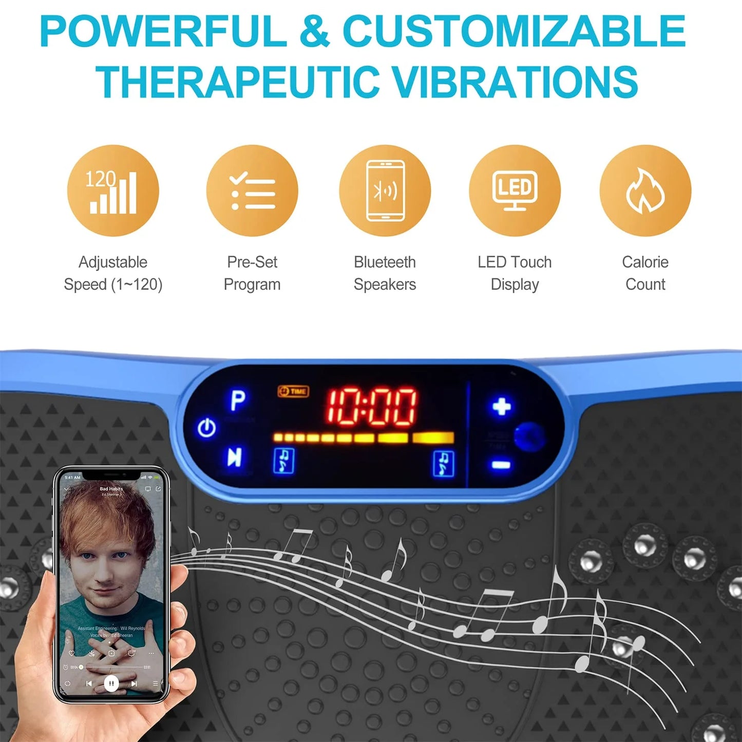 Black Durable AXV Vibration Plate Fitness Platform Exercise Machine Vibrating Lymphatic Drainage Shaking Full Body Shaker Workout Vibrate Stand Shake Board Sport Gym for Weight Loss Fat Burner for Women Men, Good Condition condition - View 8