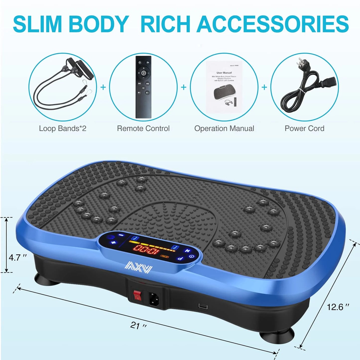 Black Durable AXV Vibration Plate Fitness Platform Exercise Machine Vibrating Lymphatic Drainage Shaking Full Body Shaker Workout Vibrate Stand Shake Board Sport Gym for Weight Loss Fat Burner for Women Men, Good Condition condition - View 9