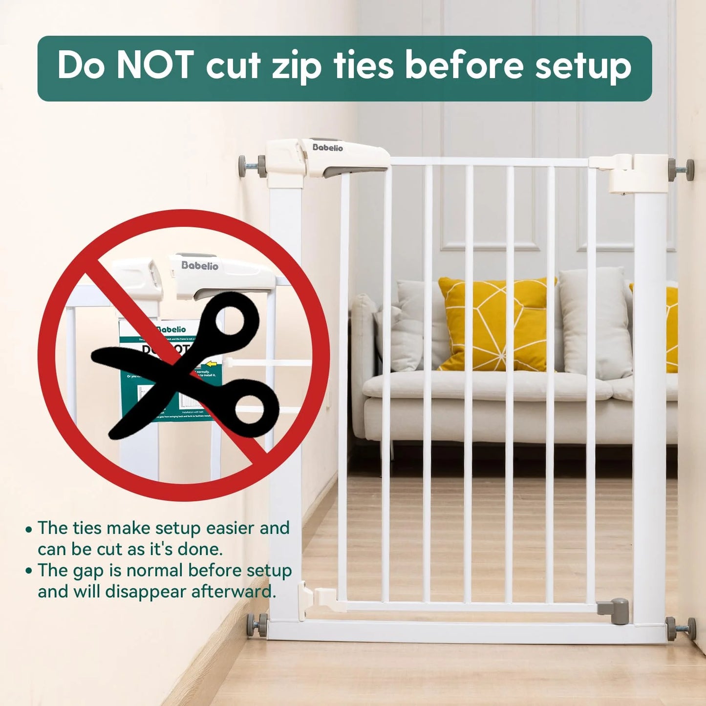 White Sturdy Construction Babelio Baby Gate for Doorways and Stairs, 26''-40'' Auto Close Dog/Puppy Gate, Easy Install, Pressure Mounted, No Drilling, fits for Narrow and Wide Doorways, Safety Gate w/Door for Child and Pets, As Is condition - View 4