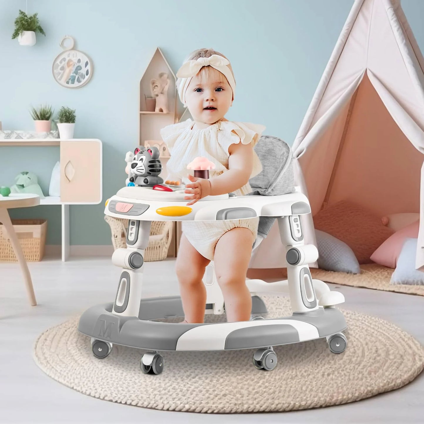 Foldable Baby Walker and Activity Center Grey - View 8