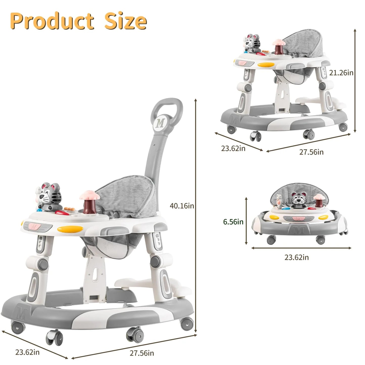 Foldable Baby Walker and Activity Center Grey - View 9