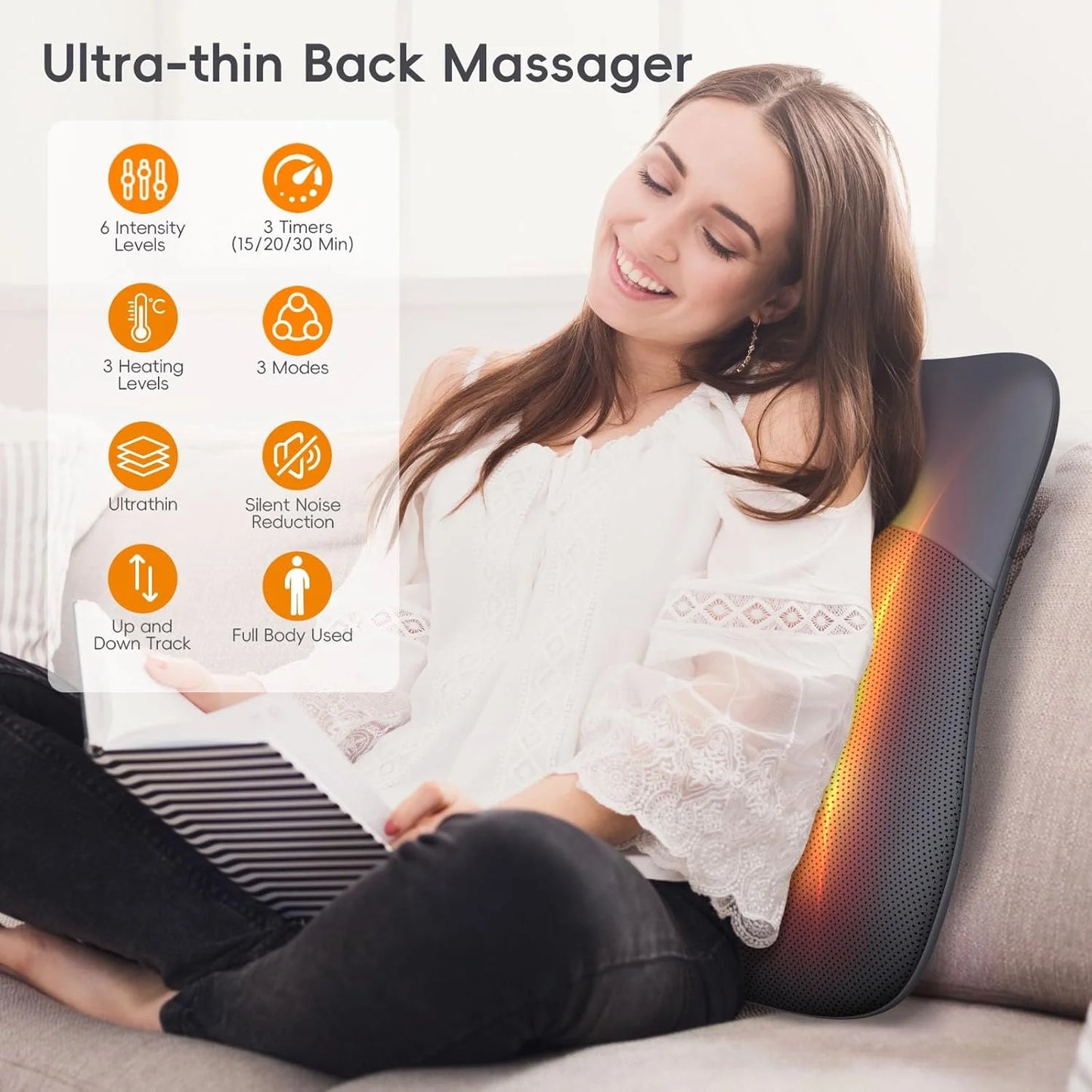 product Back-Massager, Rolling Up and Down Back Massager with Heat 4D Kneading & Red Light Therapy for Pain Relief Deep Tissue, Ultrathin Shoulder Massager Gift for Women Mother's Day Father's Day, Good Condition condition - View 4