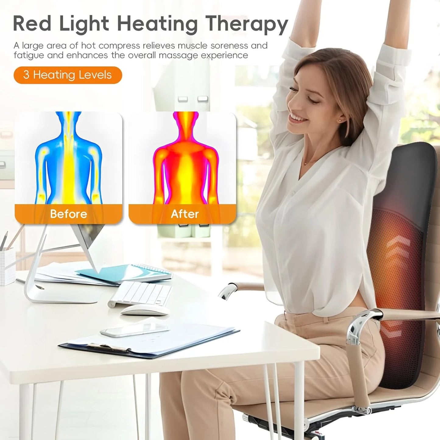 product Back-Massager, Rolling Up and Down Back Massager with Heat 4D Kneading & Red Light Therapy for Pain Relief Deep Tissue, Ultrathin Shoulder Massager Gift for Women Mother's Day Father's Day, Good Condition condition - View 7
