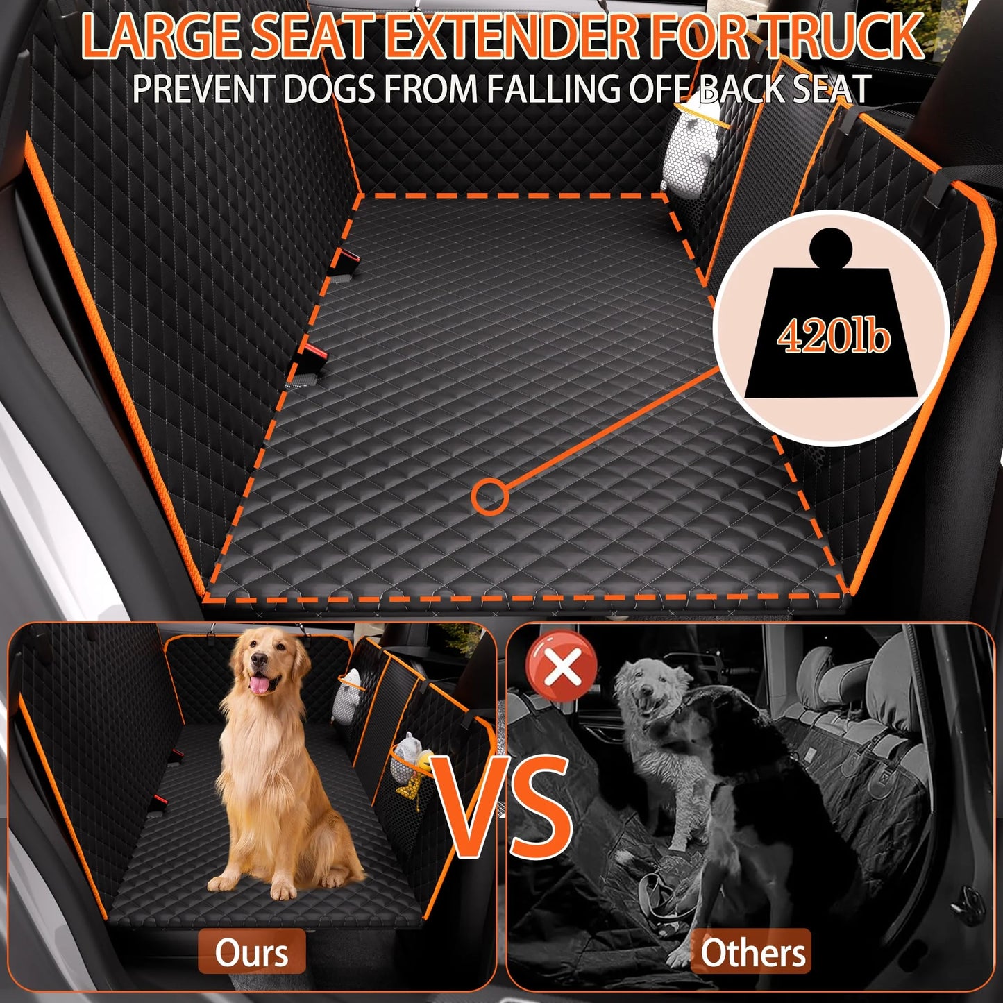 product Waterproof fabric Back Seat Extender for Dogs,Holds 420lbs,Waterproof Dog Car Seat Cover for Back Seat with Hard Bottom,2025 Upgraded Material Dog Hammock for Car,Easy to Use and Clean, Good Condition condition - View 5