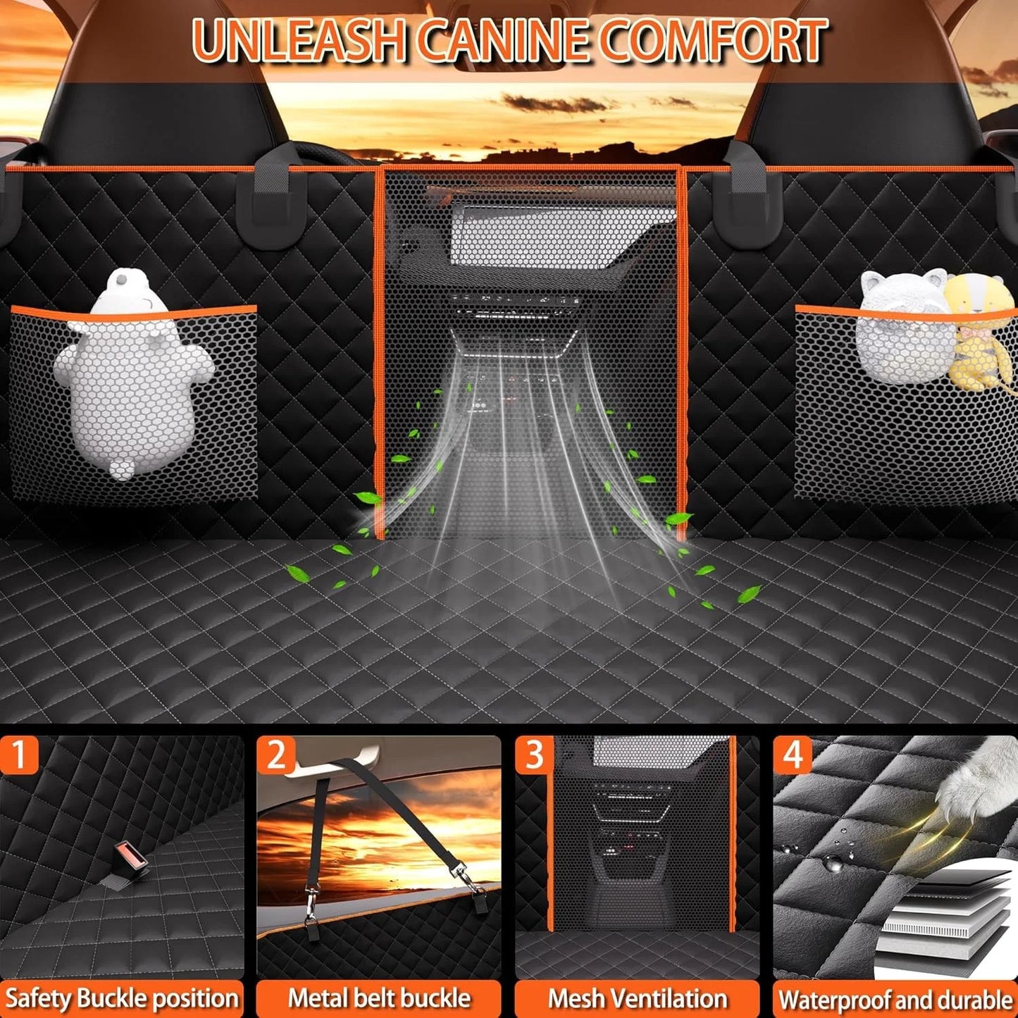 product Waterproof fabric Back Seat Extender for Dogs,Holds 420lbs,Waterproof Dog Car Seat Cover for Back Seat with Hard Bottom,2025 Upgraded Material Dog Hammock for Car,Easy to Use and Clean, Good Condition condition - View 6