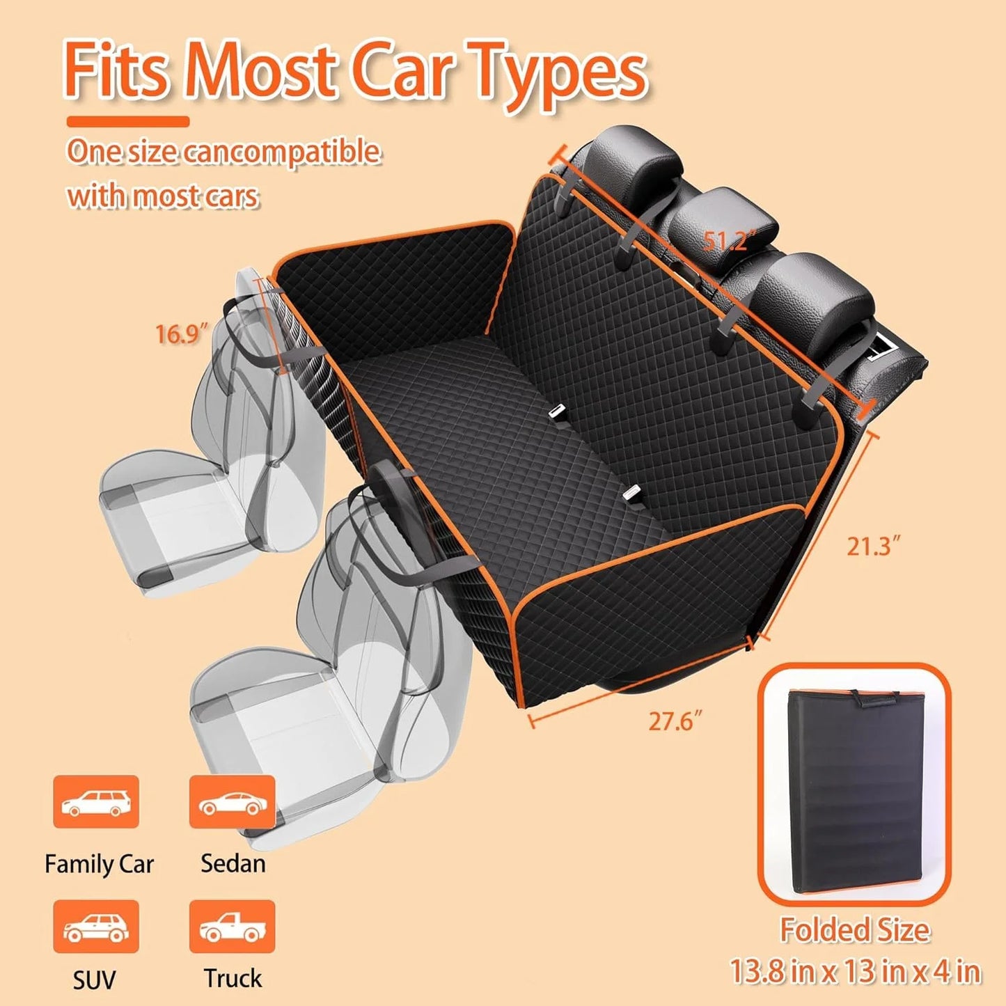 product Waterproof fabric Back Seat Extender for Dogs,Holds 420lbs,Waterproof Dog Car Seat Cover for Back Seat with Hard Bottom,2025 Upgraded Material Dog Hammock for Car,Easy to Use and Clean, Good Condition condition - View 9