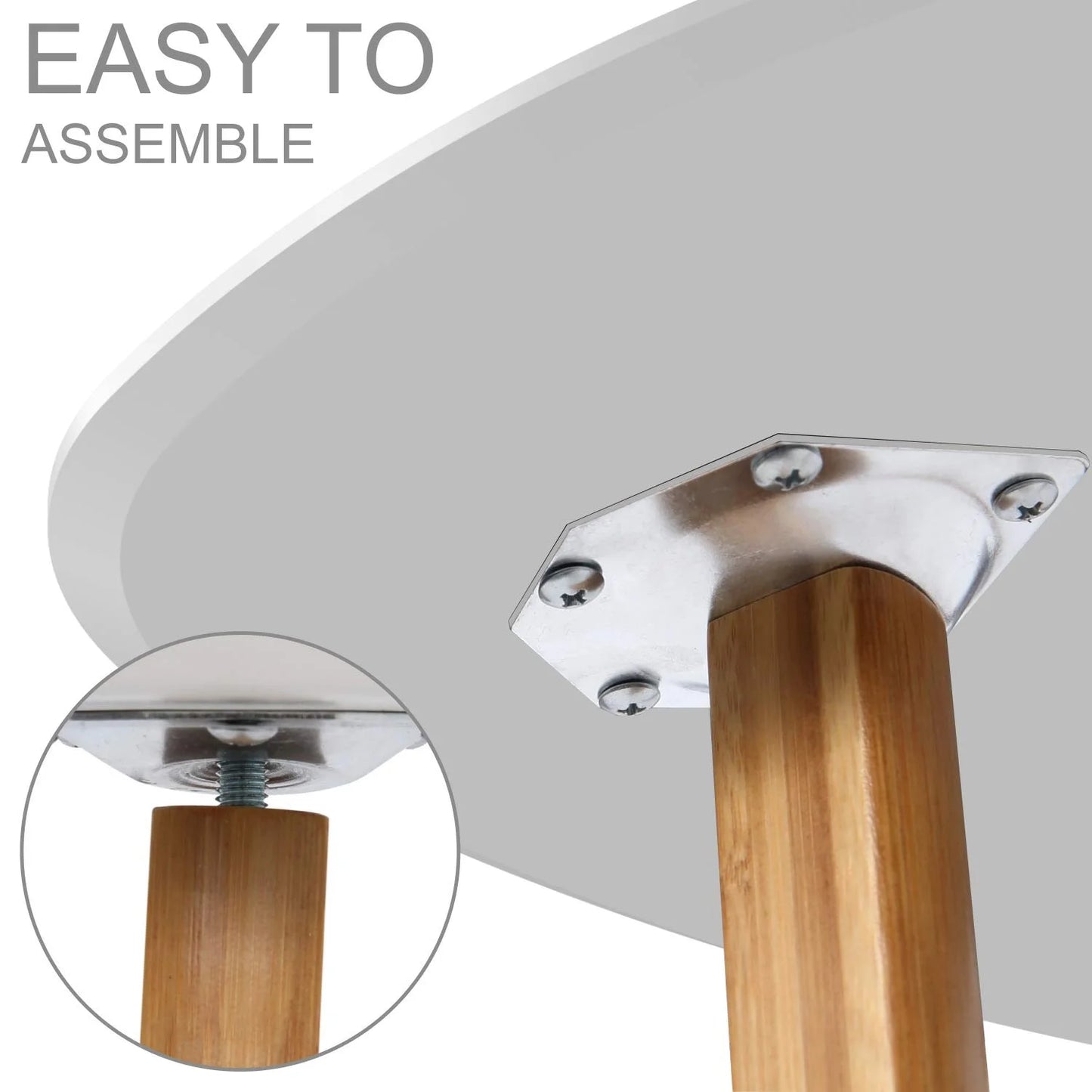 White Bamboo BAMEOS Bamboo Nesting Triangle End Table,Set of 2 Coffee Table Modern Minimalist Side Table for Living Room, Balcony in White, Good Condition condition - View 9