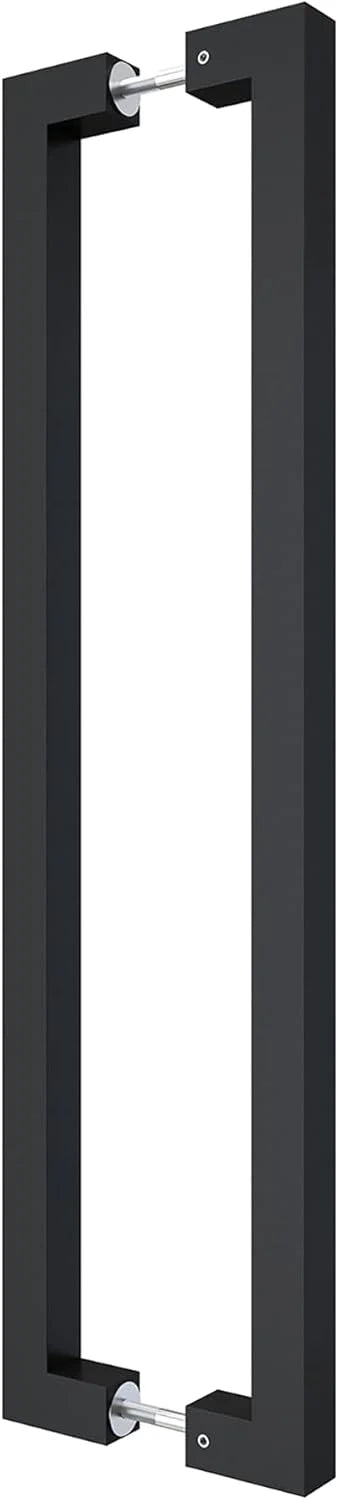 Matte Black Stainless Steel BARNSMITH 24" Barn Door Push Pull Handle, Square Commercial Door Handle, Stainless Steel Rectangular Shape Entrance Entry Office Store Front Garage Handle Pull Set, Matte Black Finish, Good Condition condition - View 1