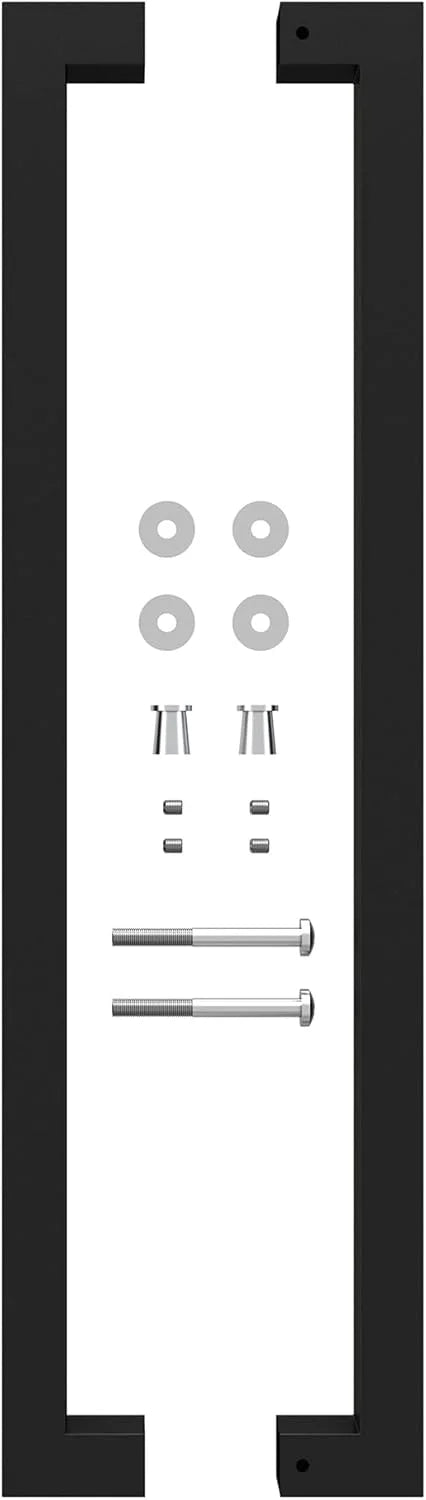 Matte Black Stainless Steel BARNSMITH 24" Barn Door Push Pull Handle, Square Commercial Door Handle, Stainless Steel Rectangular Shape Entrance Entry Office Store Front Garage Handle Pull Set, Matte Black Finish, Good Condition condition - View 5