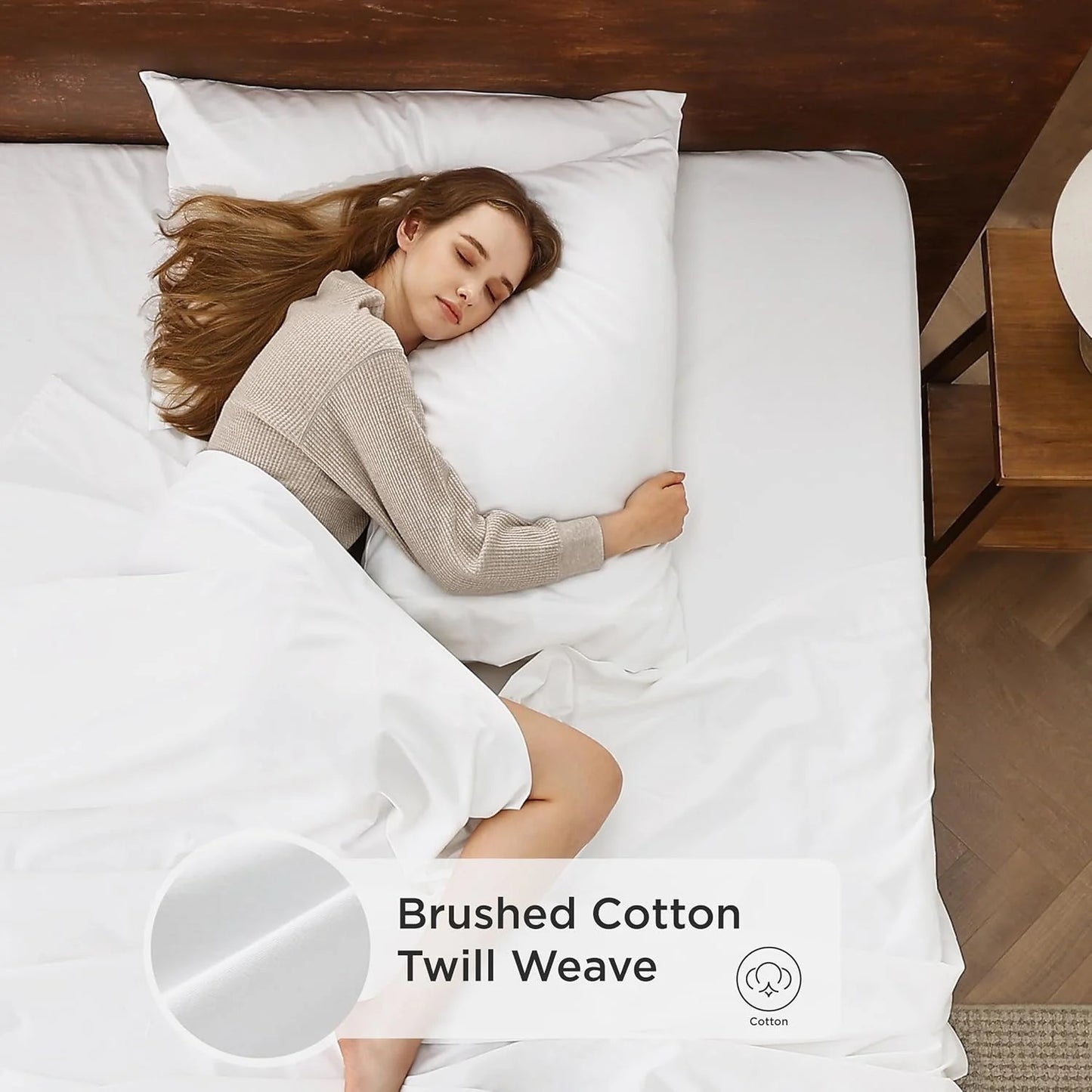 White Cotton Bedsure 100% Cotton Sheets, King Size Sheets Set, Ultra Soft & Comfort Cotton King Sheet with Deep Pocket up to 16", 4 Piece Hotel Luxury Bedding Bedsheets for Women, Men, Kids & Teens - White White Solid King, Brand New condition - View 4