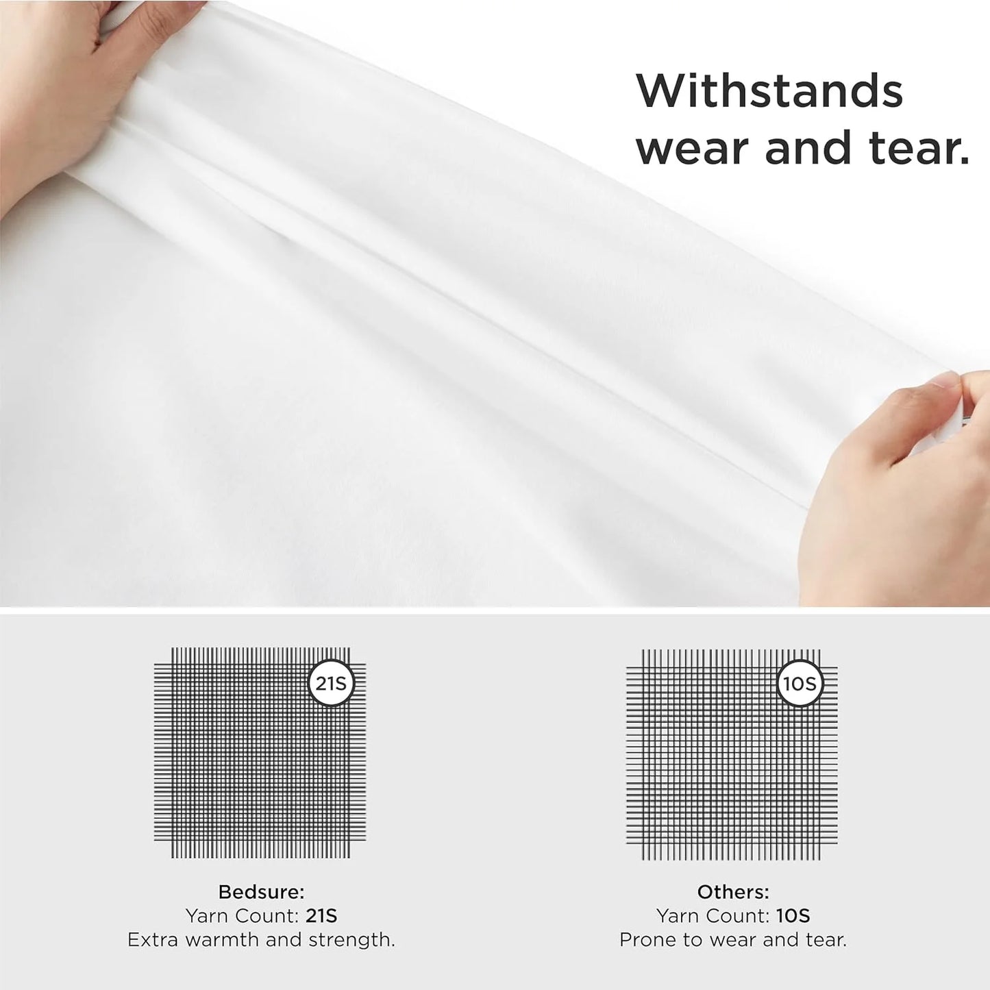 White Cotton Bedsure 100% Cotton Sheets, King Size Sheets Set, Ultra Soft & Comfort Cotton King Sheet with Deep Pocket up to 16", 4 Piece Hotel Luxury Bedding Bedsheets for Women, Men, Kids & Teens - White White Solid King, Brand New condition - View 5
